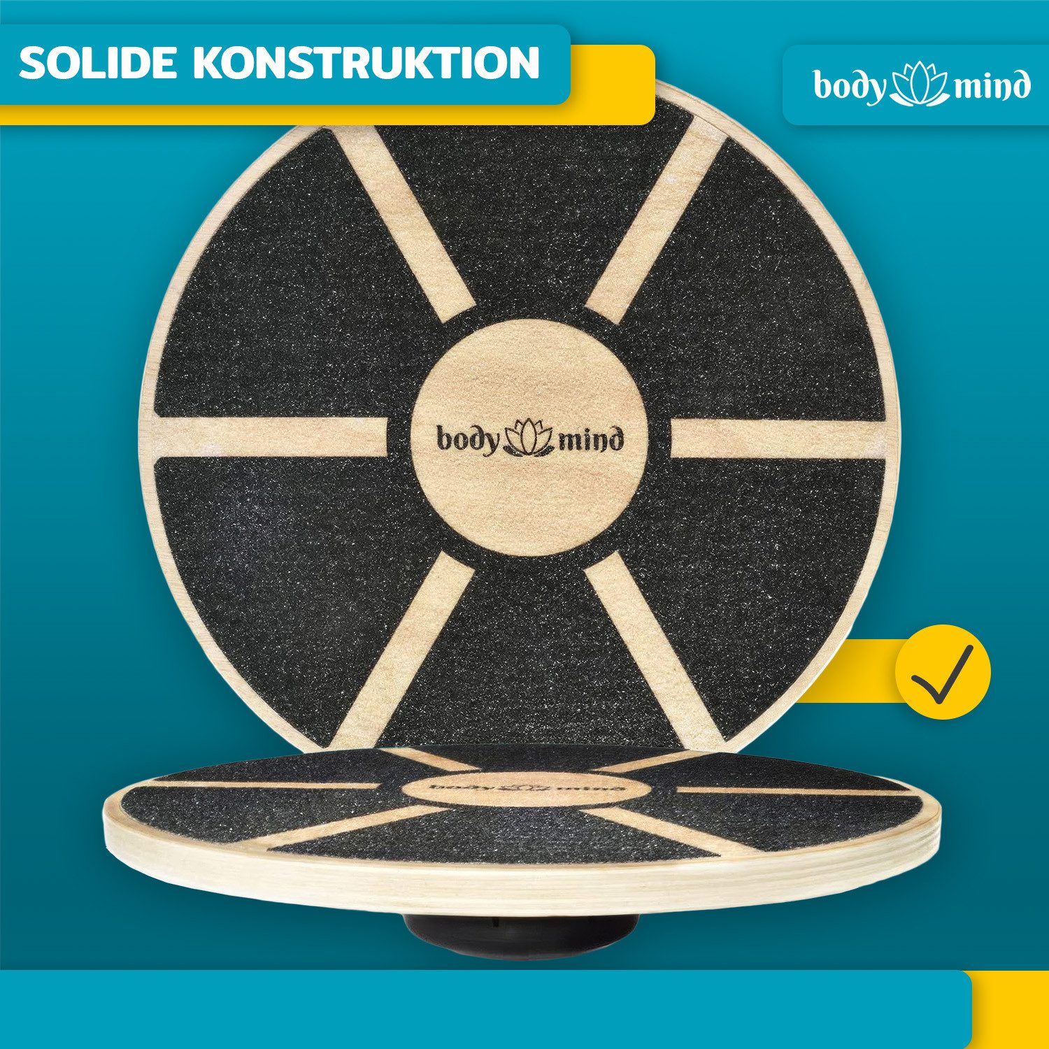 Body & Mind Balanceboard Balance-Board Deluxe – Holz-Balance-Board & Core-Stabilitäts-Board Pro, Gleichgewichtstrainer aus Holz