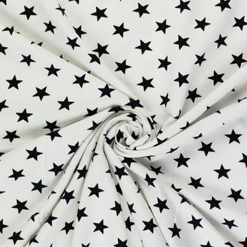 Fräulein von Julie Stoff Baumwoll Sommersweat French Terry "Sterne" Druck Schwarz Weiß 150 cm Breit, Bekleidungsstoff