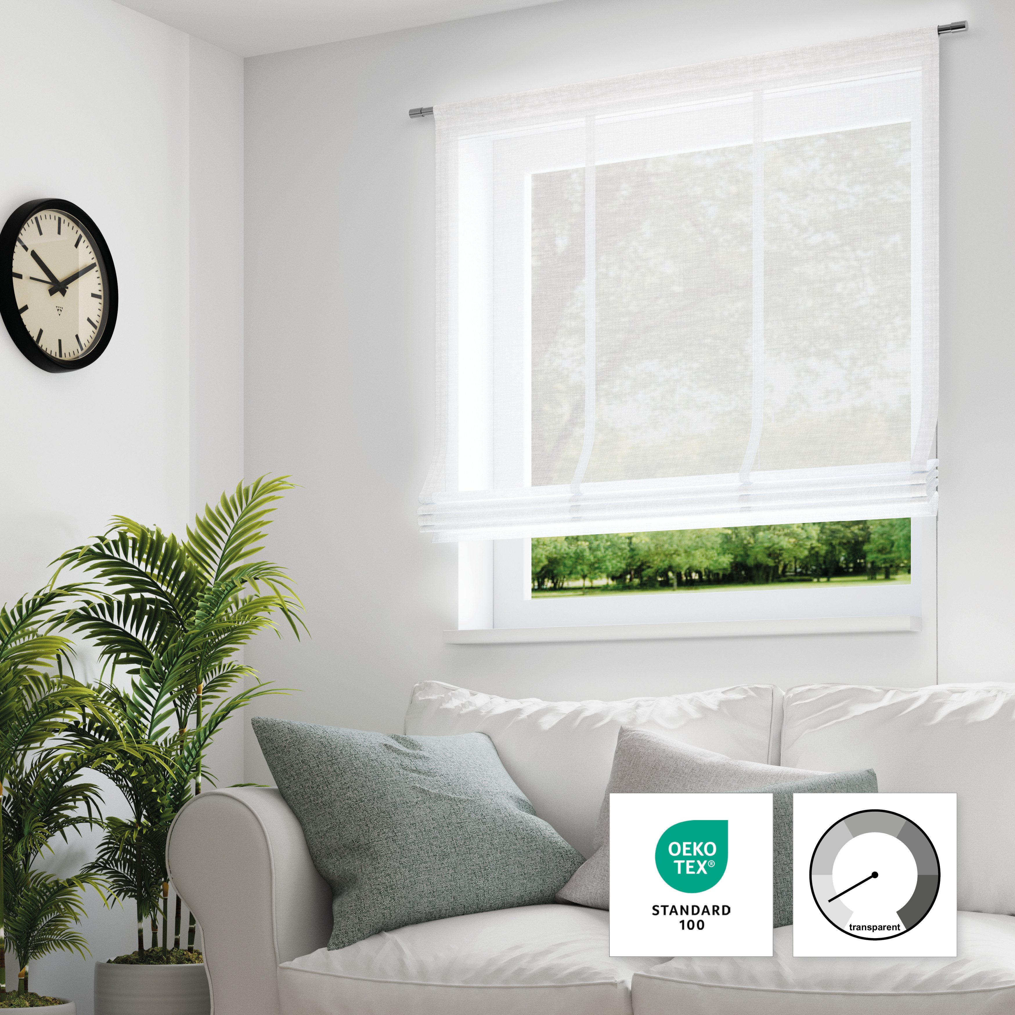 Neutex for you! Raffrollo ALLURE, mit Klettschiene, freihängend, dezent natürliche Optik