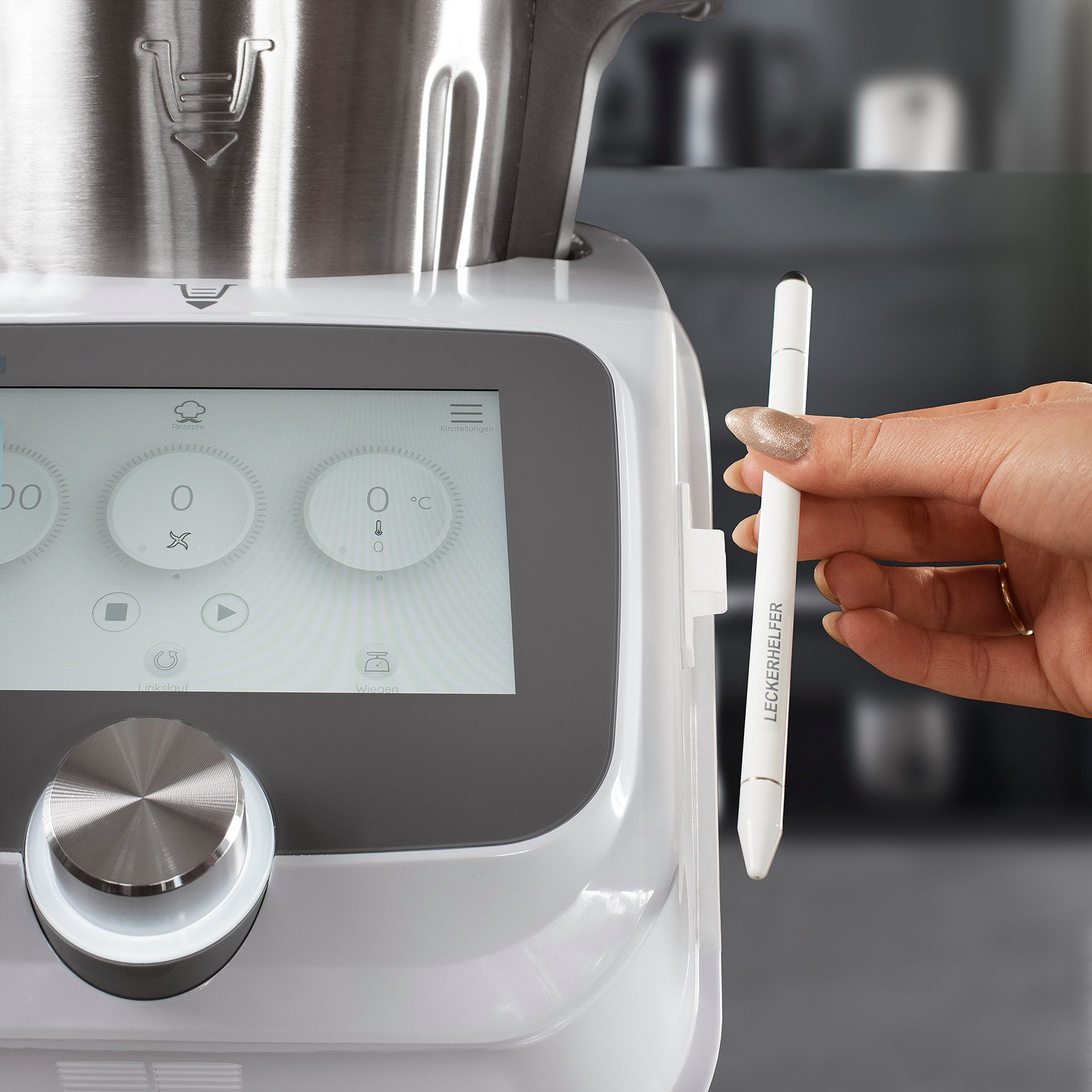 Leckerhelfer - automatisch Lecker Küchenmaschinen Zubehör-Set TouchPRO – Stift + Halterung für Monsieur Cuisine Connect Display