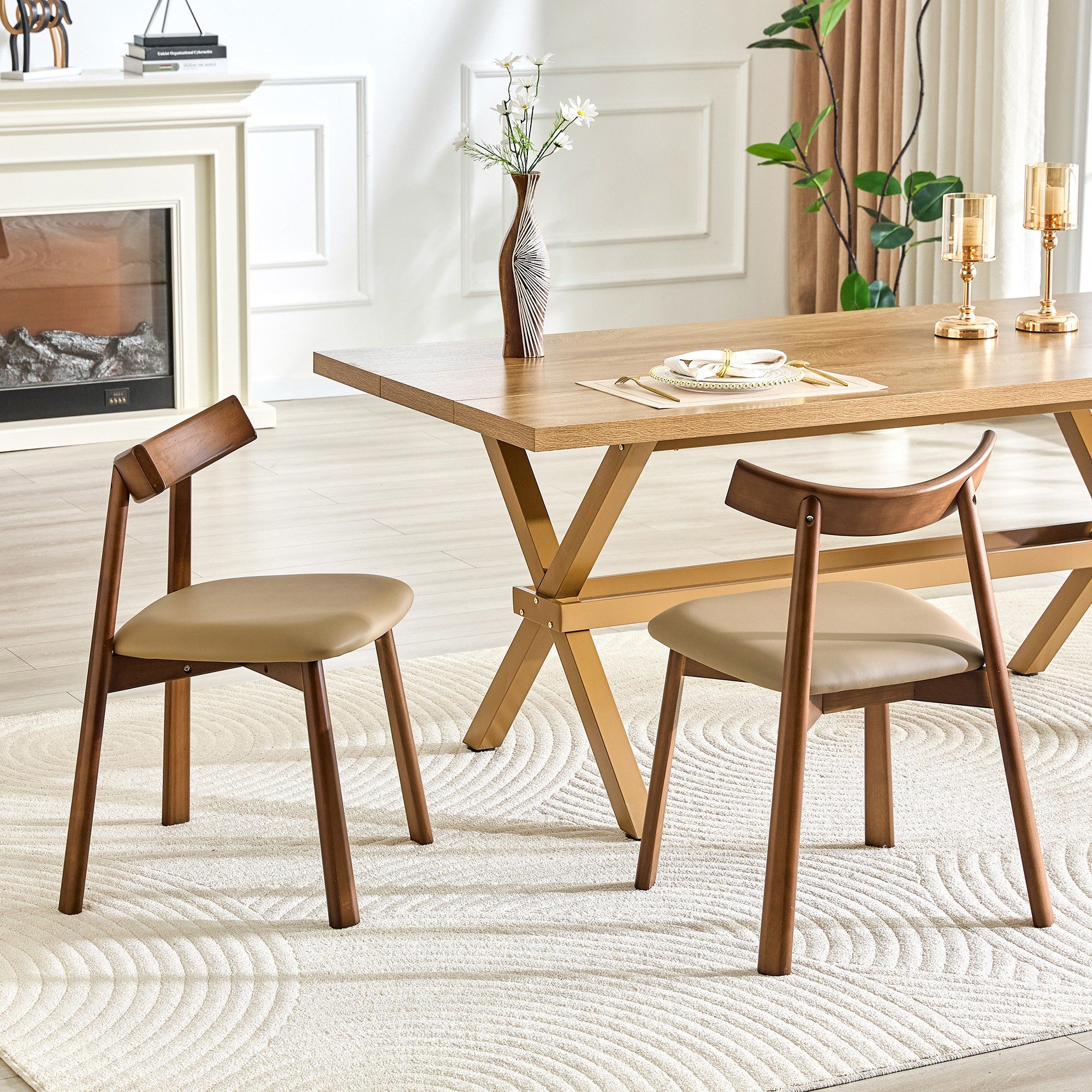 LIVIHOME Esszimmerstuhl VELA (Set, 2 St), Stoffbezug, Holzgestell, 2er Set