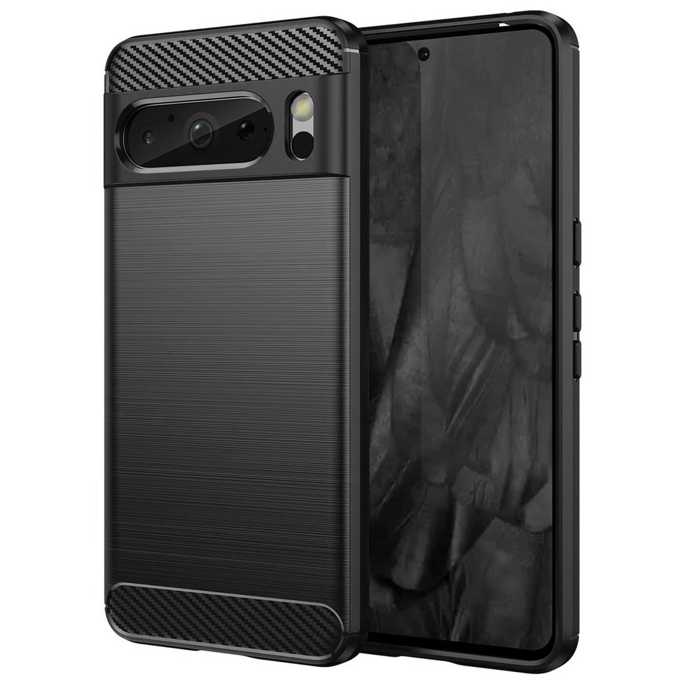 CoolGadget Handyhülle Carbon Handy Hülle für Google Pixel 8 Pro 6,7 Zoll, robuste Telefonhülle Case Schutzhülle für Pixel 8 Pro Hülle