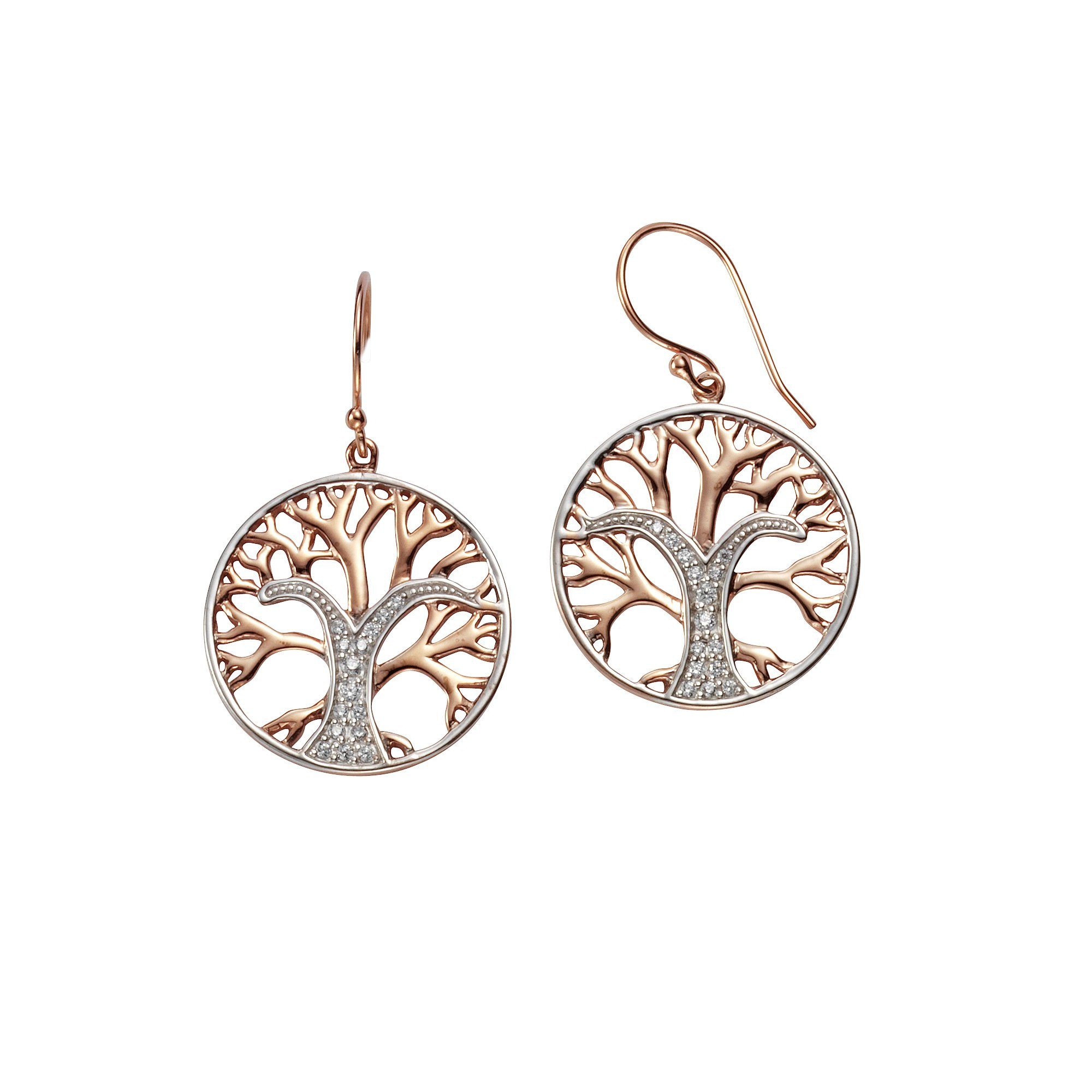 Vivance Paar Ohrhänger Silber 925 zweifarbig Lebensbaum