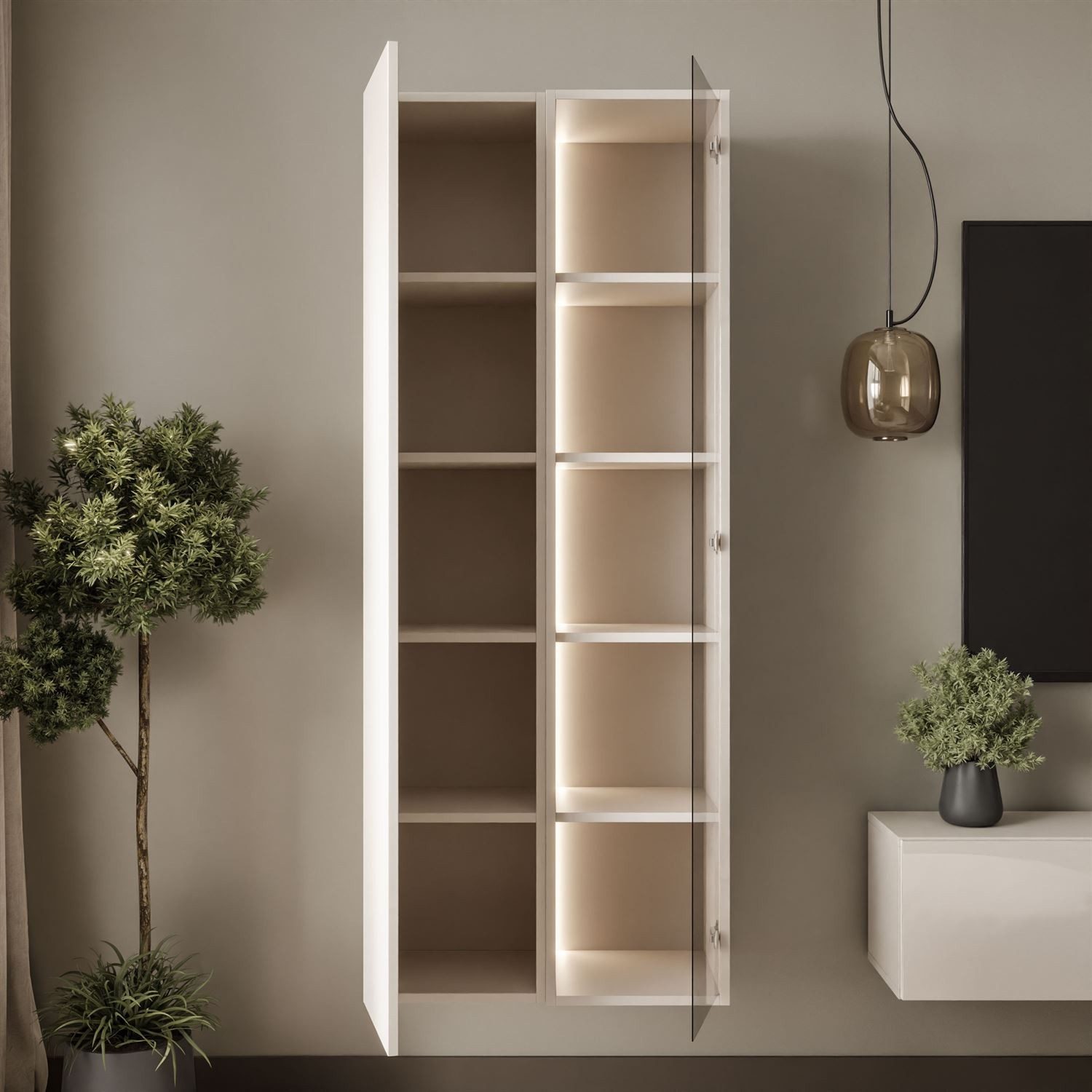 Lookway Vitrine Hängende Vitrine CARMEN mit LED-Beleuchtung (1x Vitrine) Breite 60 cm