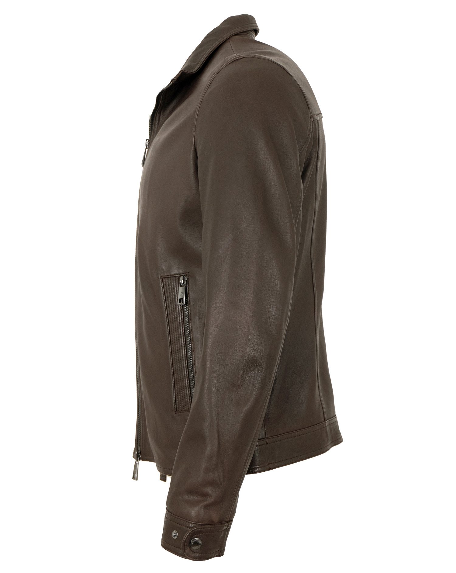 Milestone Lederjacke MSNagano Milestone - Herren Lederjacke Lammnappa dunkelbraun