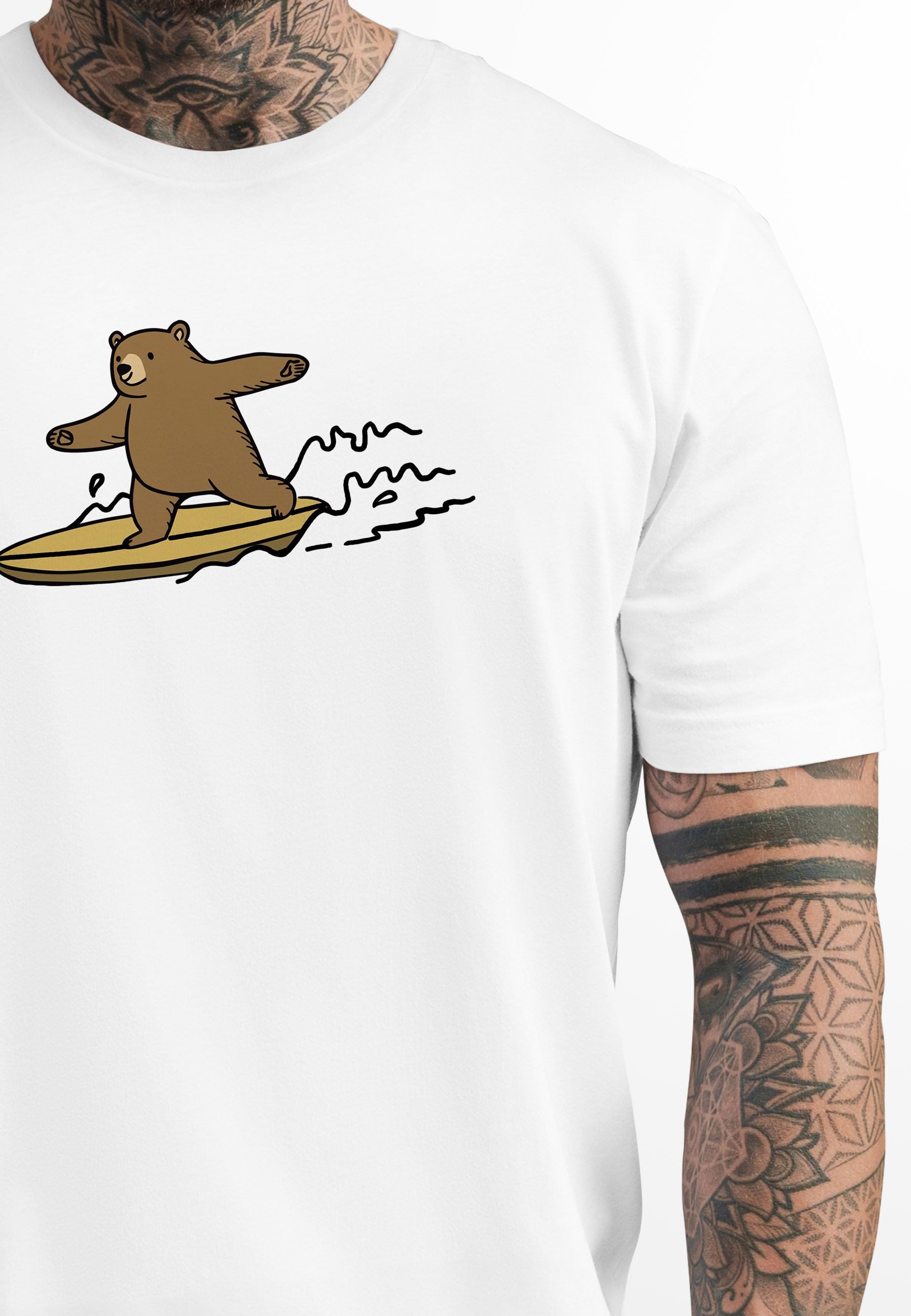 Neverless Print-Shirt Herren T-Shirt Bär Print Surfer Surfboard Sommer Prin günstig online kaufen