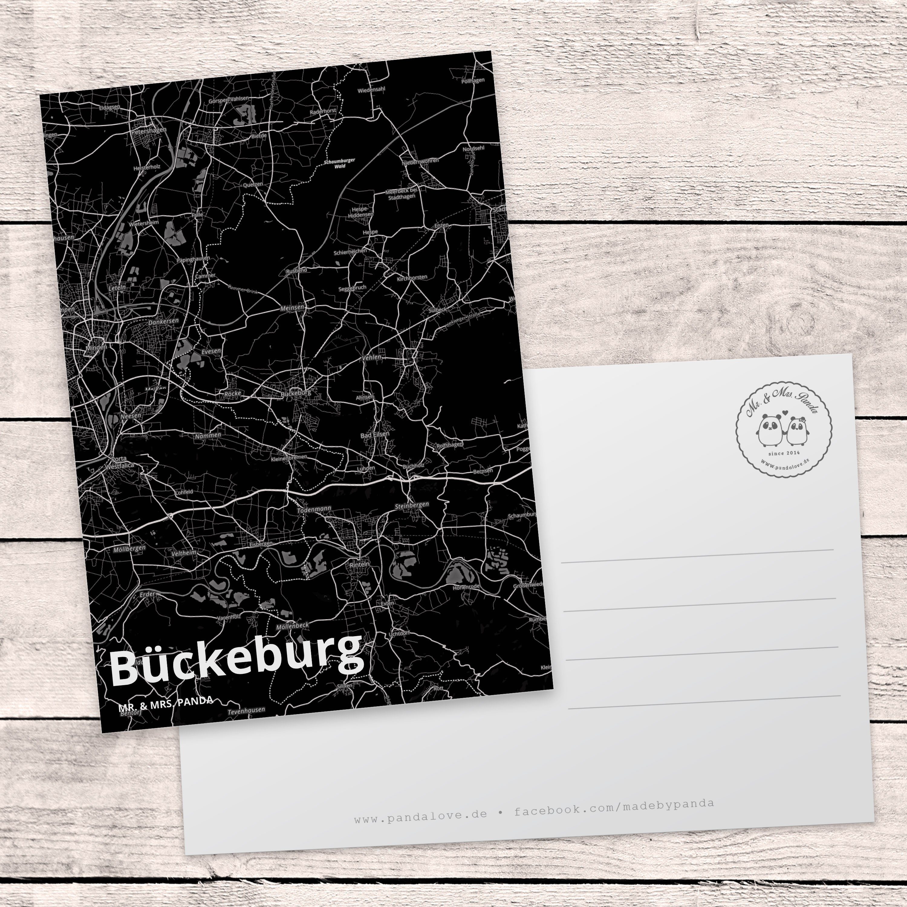 Postkarte Dorf, Dankeskarte Bückeburg - Stadt, Mrs. Mr. Geschenkkarte, Panda & Geschenk, Städte,