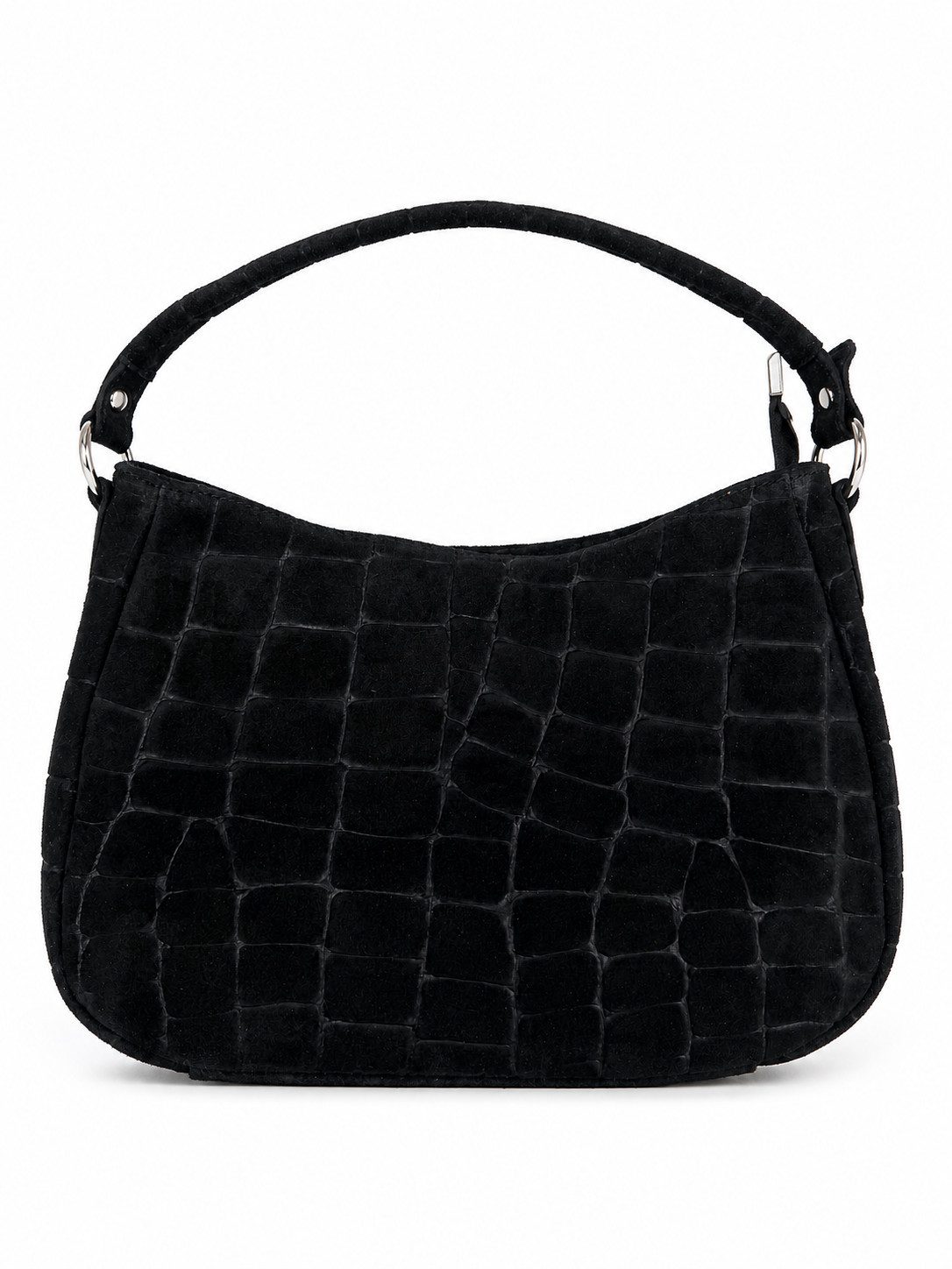 BRISE TASCHE Schultertasche Wildleder Hobo Bag mit Croc-Prägung, Echtes Wildleder, Croc-Prägung, Made in Italy
