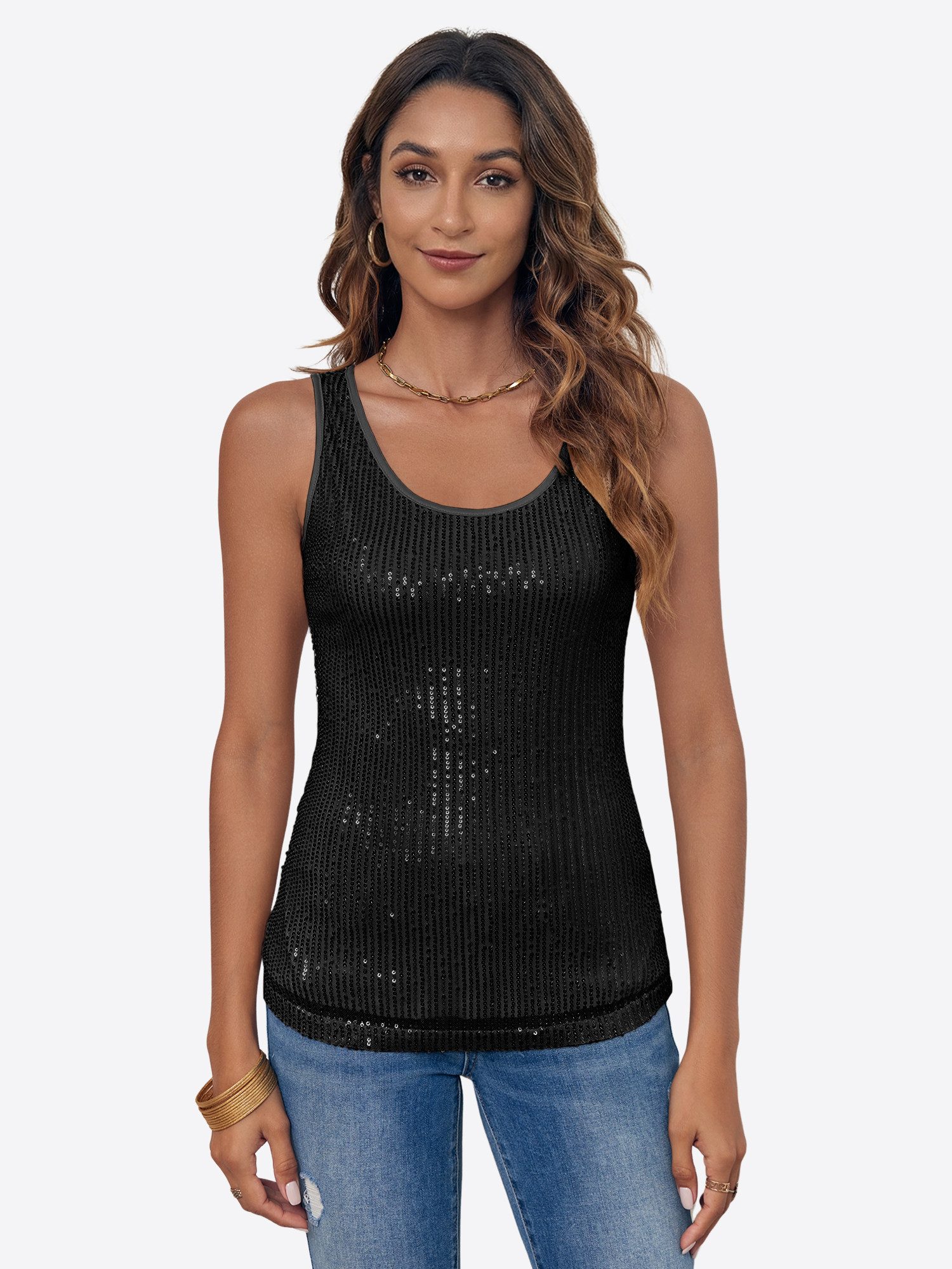 Imily Bela Trägertop Damen Tragende Weste mit Pailletten (Packung, 1-tlg., 1per-Pack) in Unifarbe