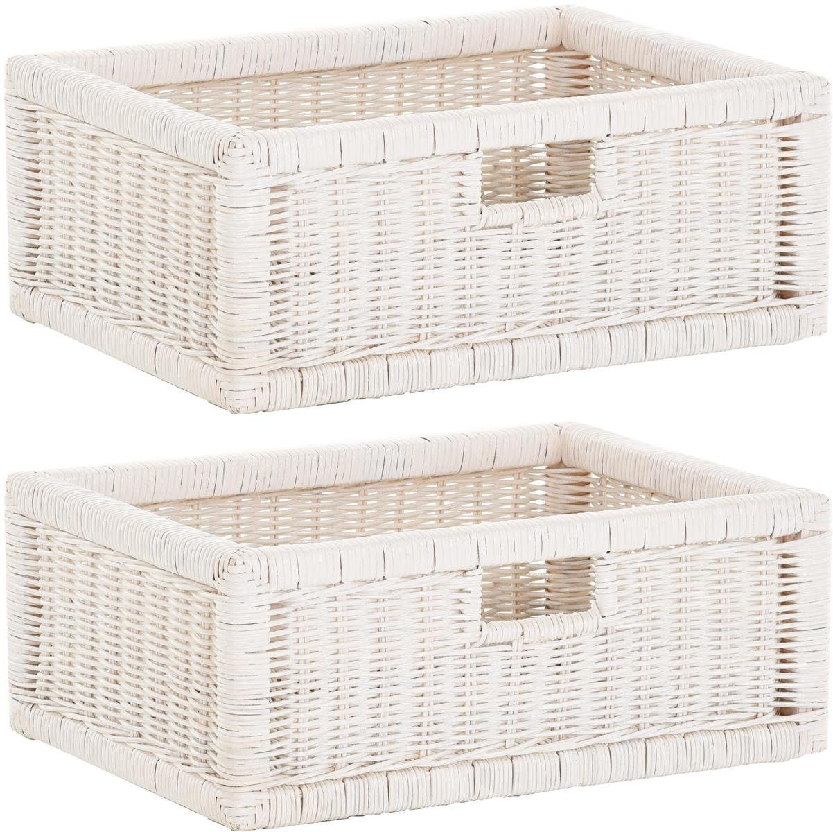 Regalkorb 2er Set Regalkorb Aufbewahrungskorb Korb geflochten Rattan Korbset