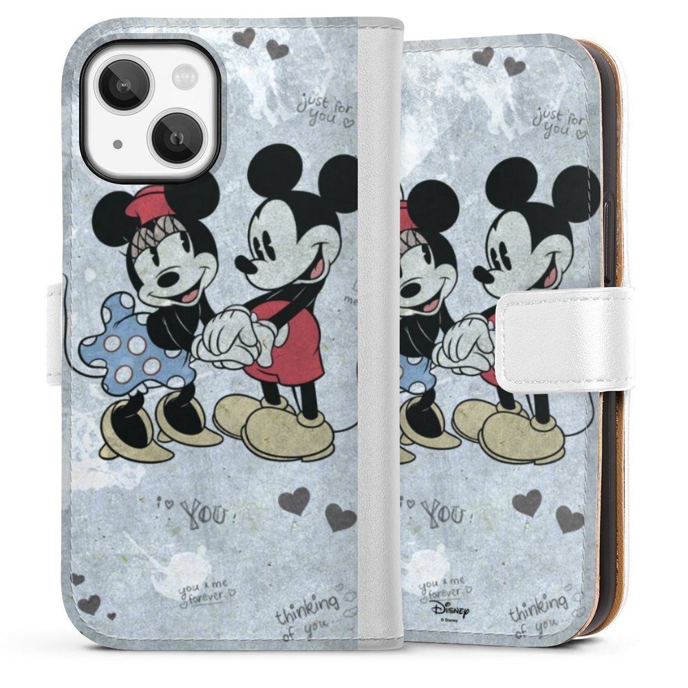 DeinDesign Handyhülle Disney Mickey & Minnie Mouse Vintage Mickey&Minnie In Love, Apple iPhone 13 Mini Hülle Handy Flip Case Wallet Cover