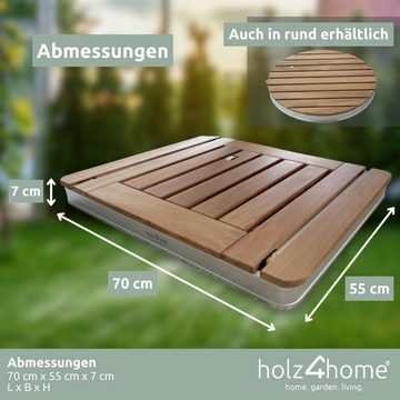 holz4home Gartendusche Bodendusche, Pooldusche, Teakholz, rund, verst. Wasserstrahl