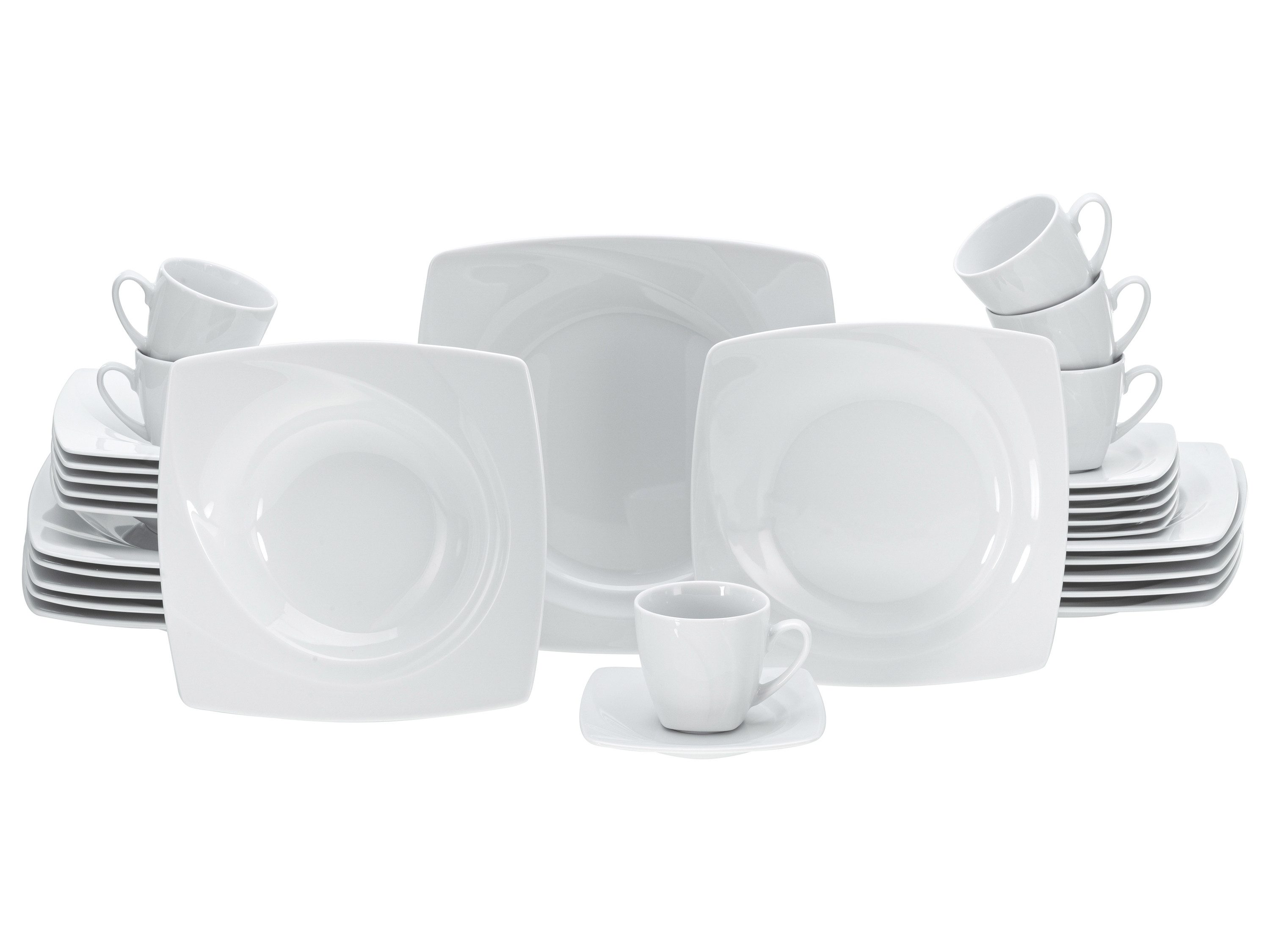 CreaTable Kombiservice Celebration Weiss (30-tlg), 6 Personen, Porzellan
