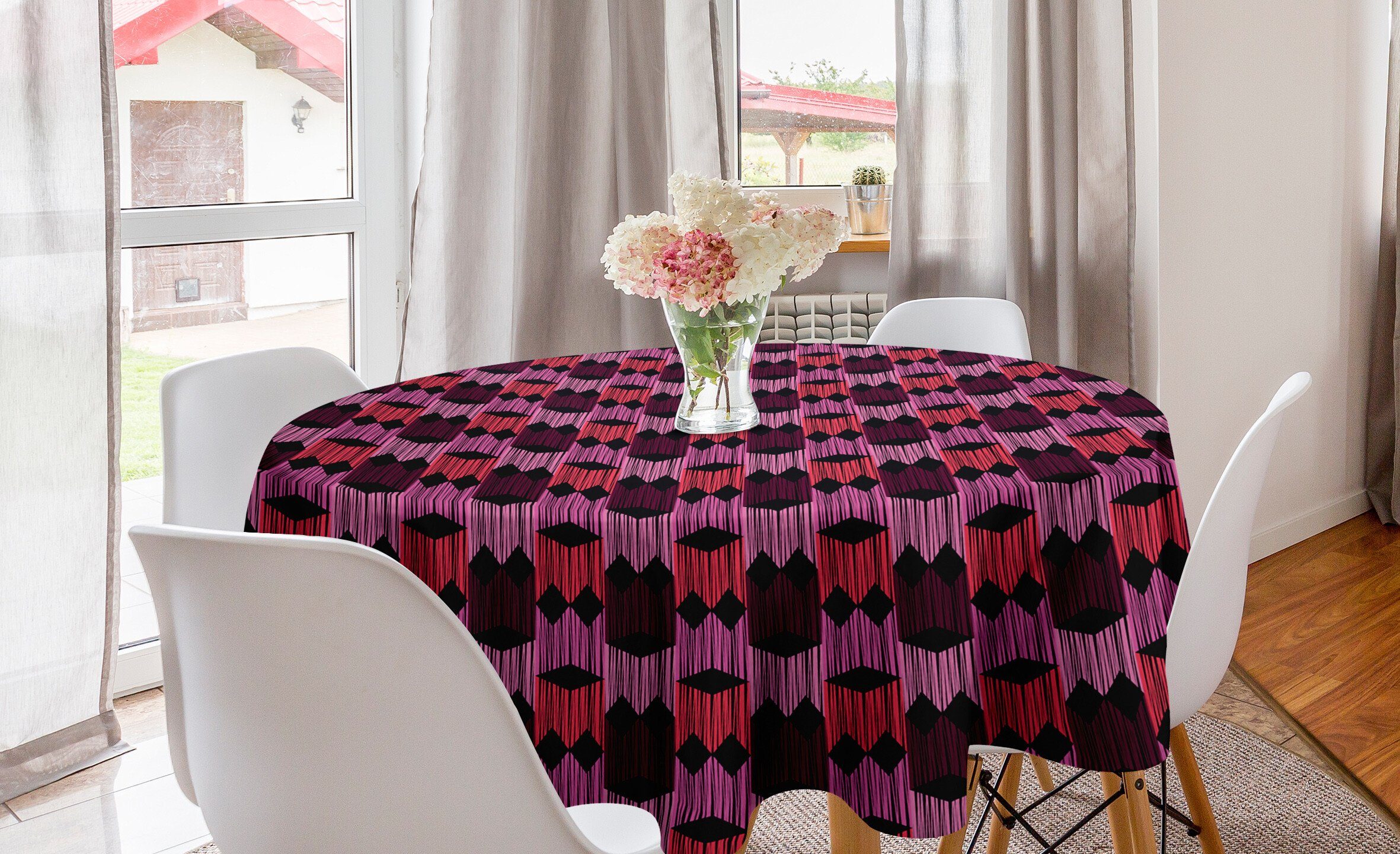 Küche abstrakte Tischdecke Dekoration, Abdeckung Kreis Esszimmer Tischdecke geometrische Ikat Abakuhaus für