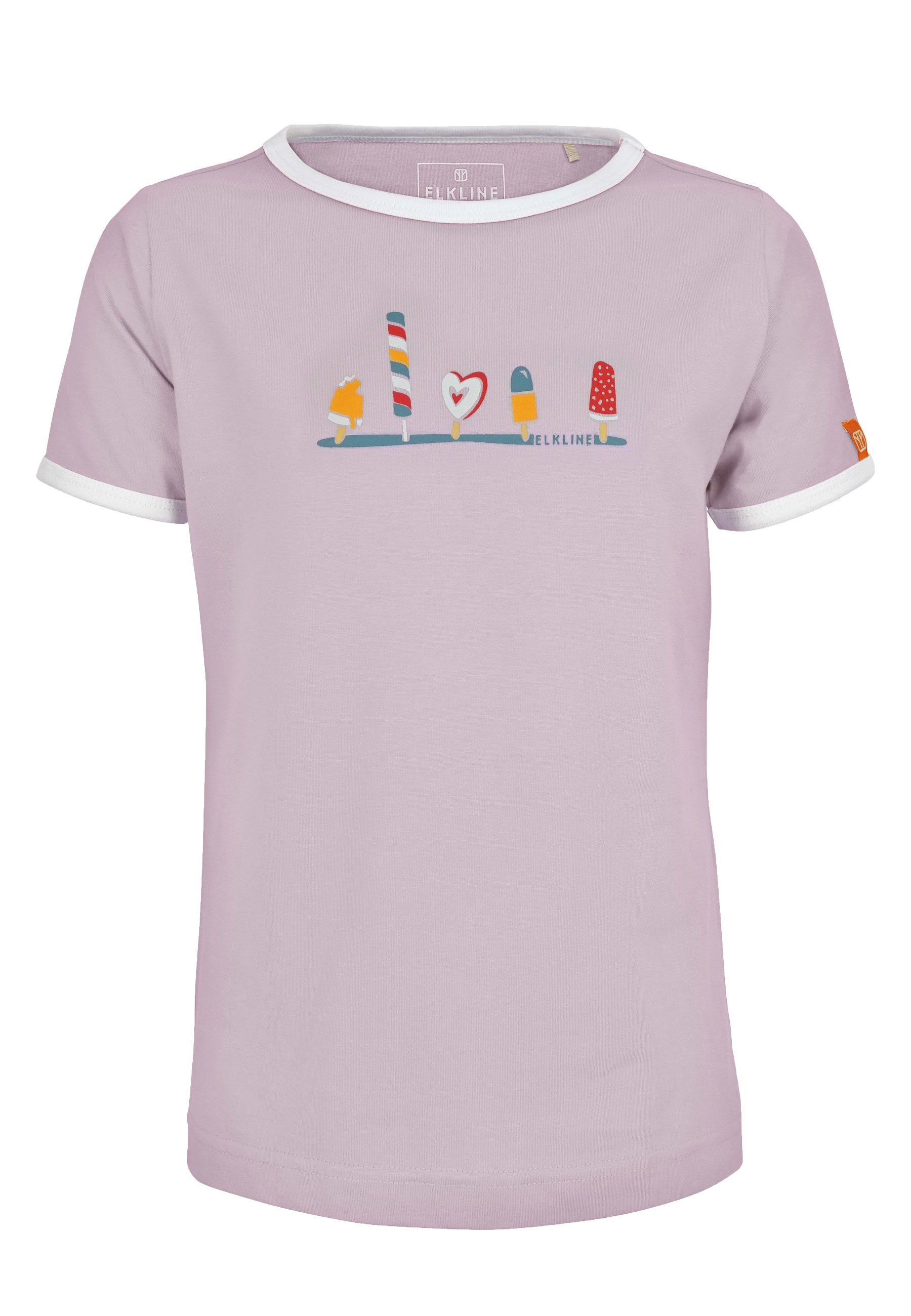 Elkline T-Shirt Icecream kurzarm Eis am Stiel Print lavender