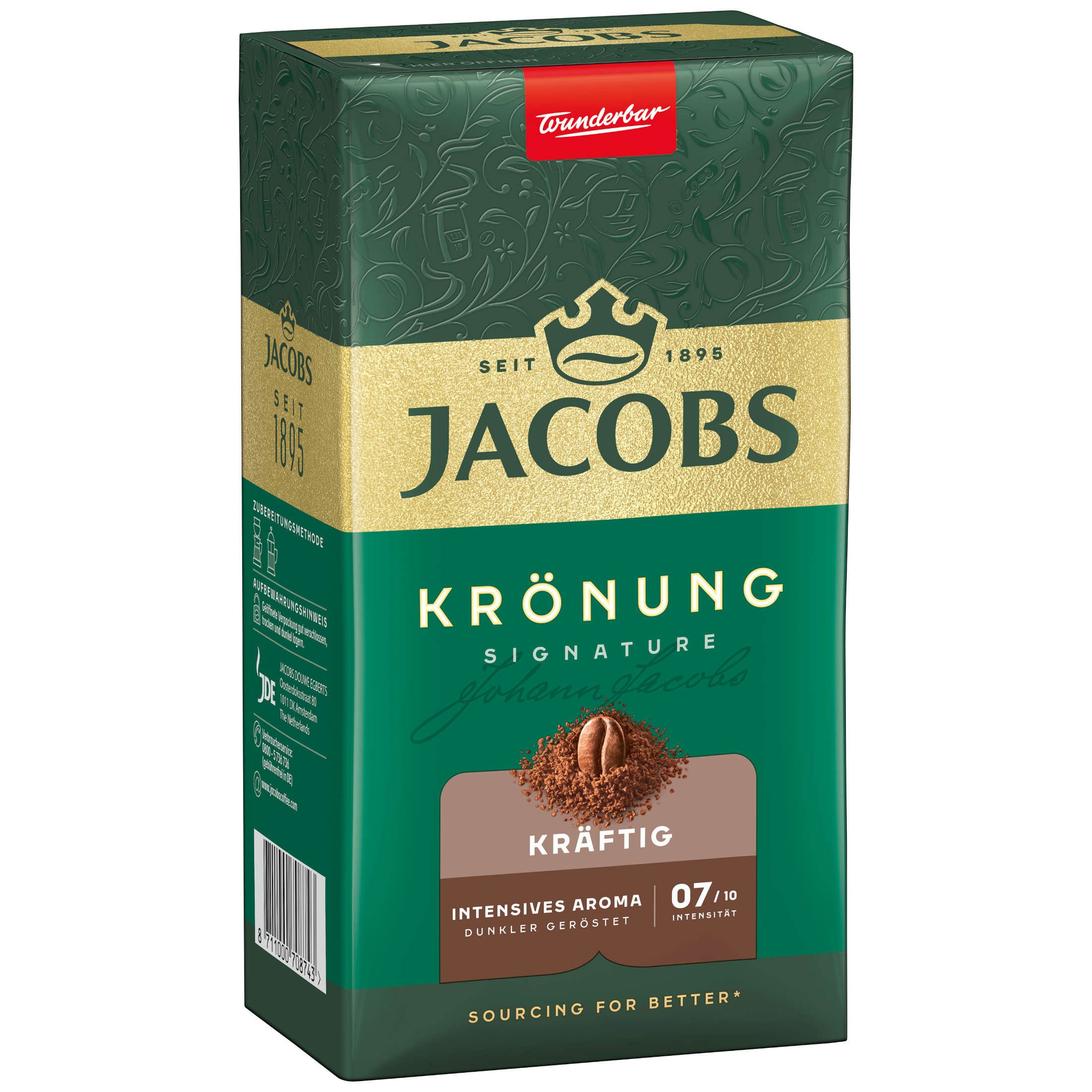 JACOBS Kaffee Filterkaffee Krönung Kräftig vollmundig Röstkaffee gemahlen 12 x 500 g, 6000 g, (Packung, 12er Pack)