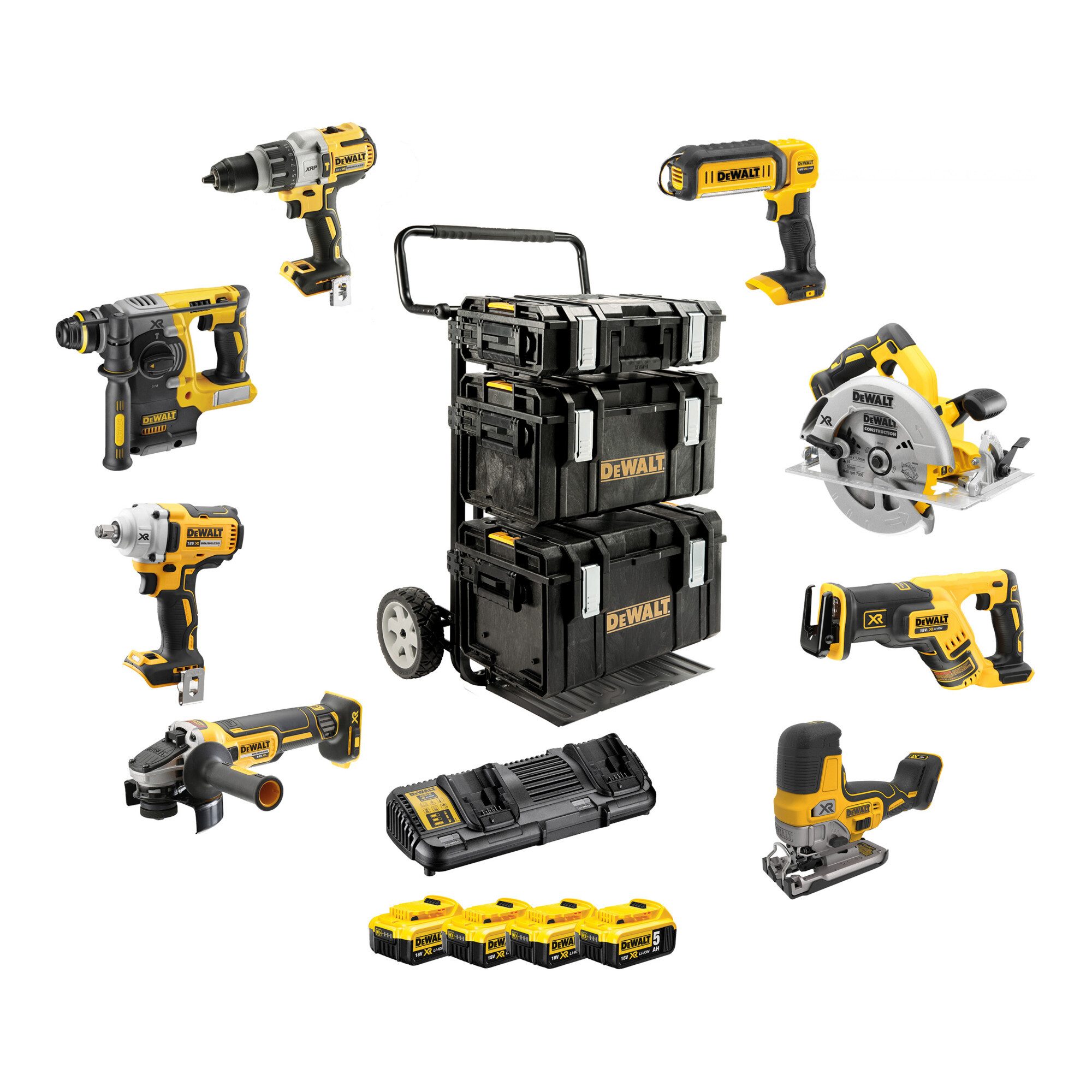DeWalt DEWALT Akku Combopack 18 V / 5 Ah (8-tlg) DCK856P4-QW Akku Starter-Set