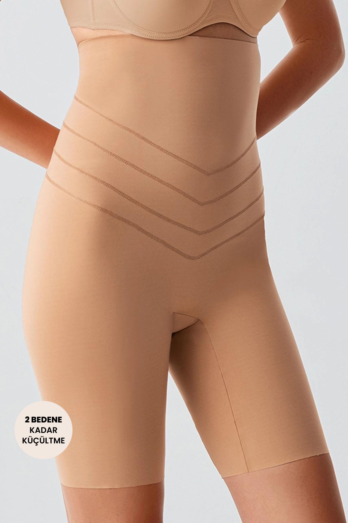 C&CITY Miederbody Hohe Taille Laser Cut Lange Boxer Shapewear