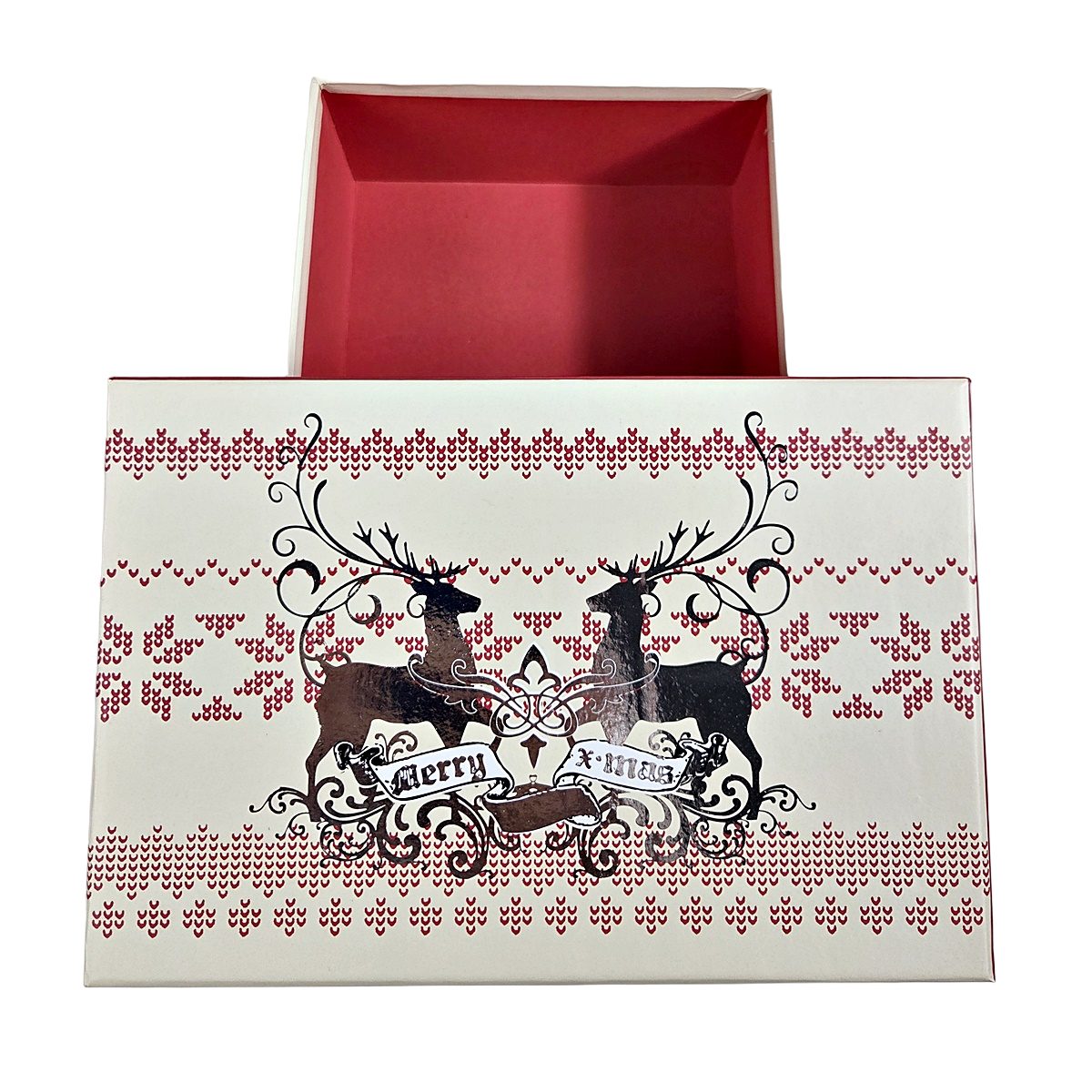 bsb-obpacher Geschenkbox 3er Set Geschenkkarton mit Hirschen ~ rot, créme, silber (3 St)