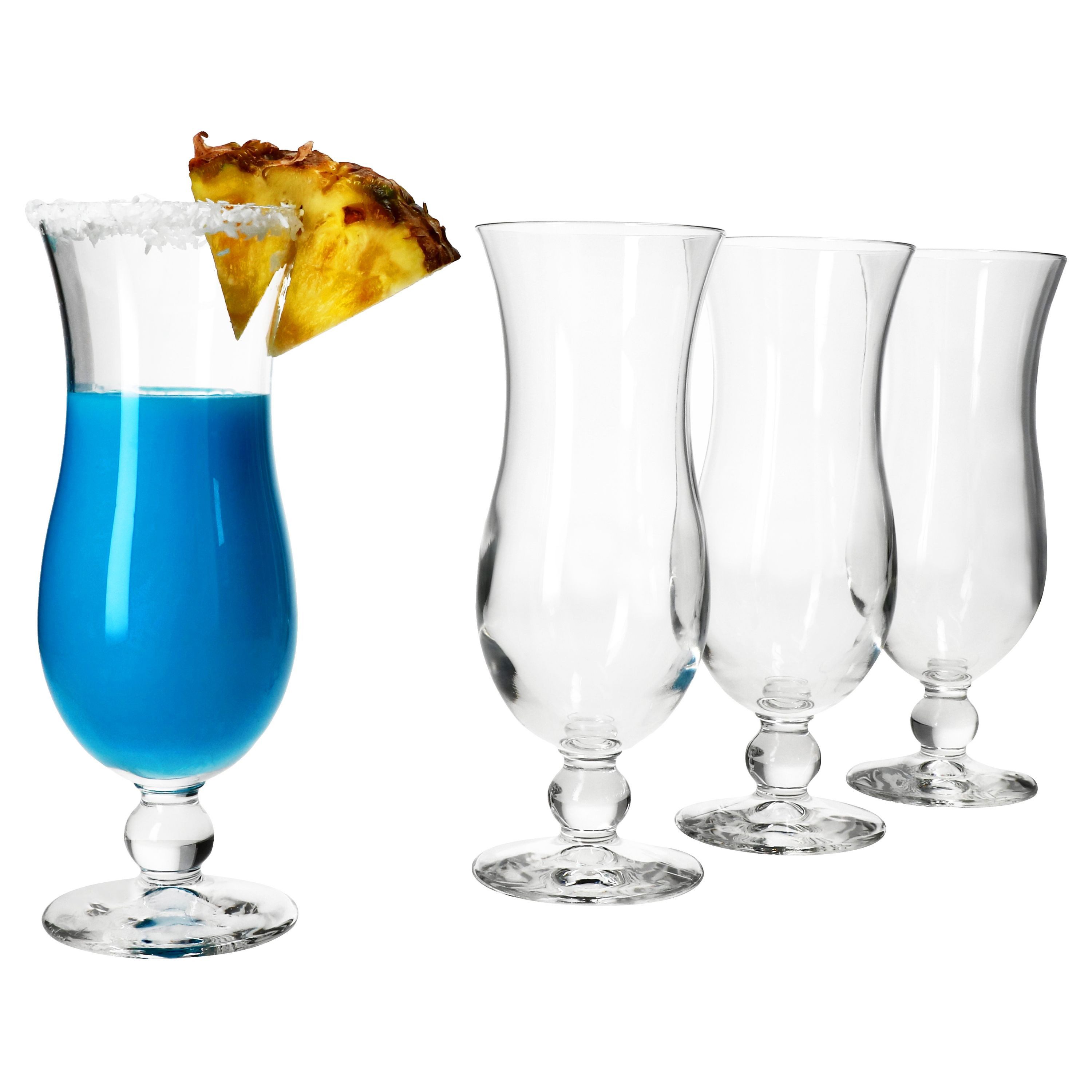 MamboCat Cocktailglas 4x Blue Hawaii Cocktail-Gläser 350ml Longdrink-Glas Hurricane-Kelch, Glas