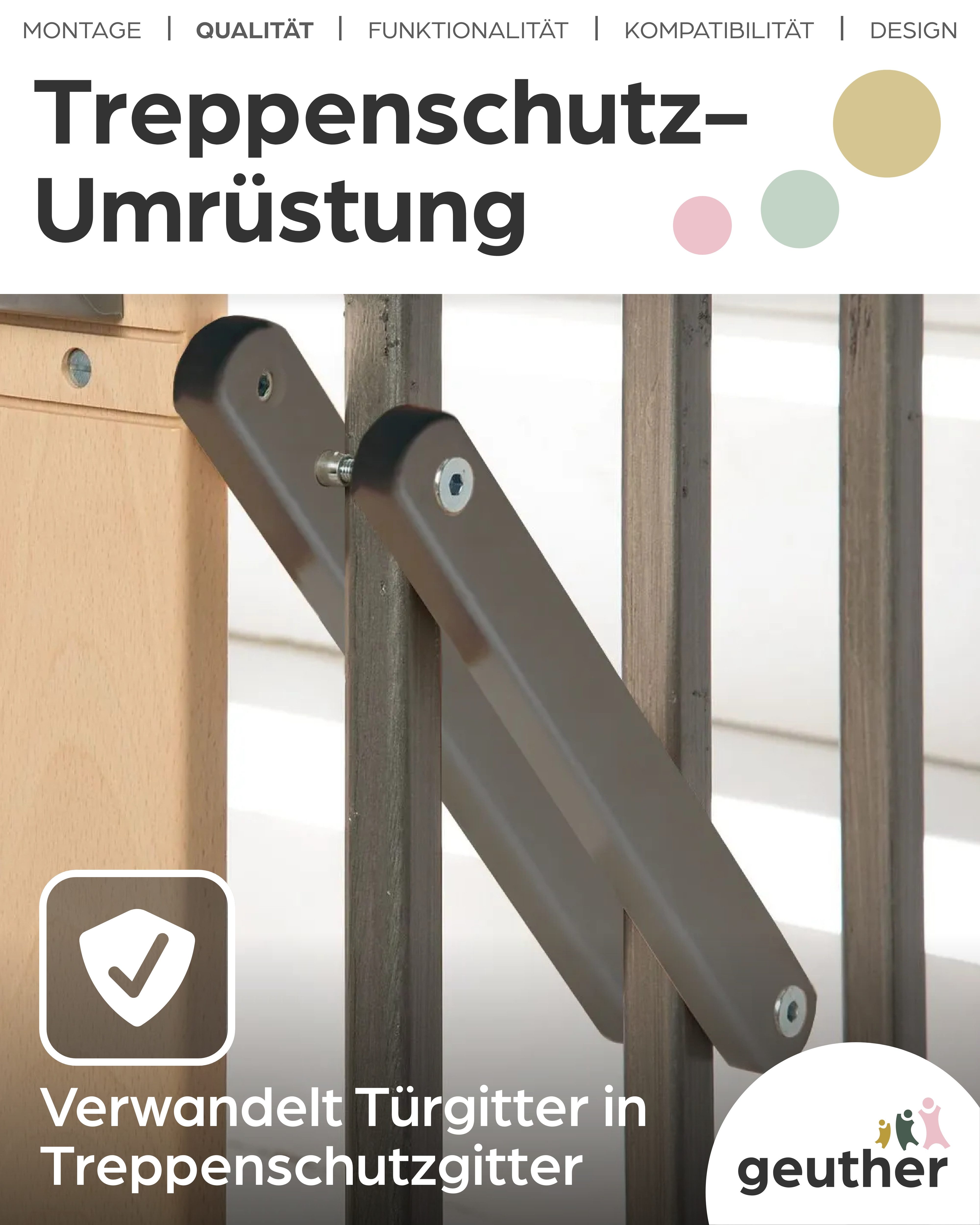 Geuther Türschutzgitter Zusatzklemmen 0036ZK+ für Treppengeländer (2 St) (2 St), Zusatzklemmen zur Montage am Treppengeländer