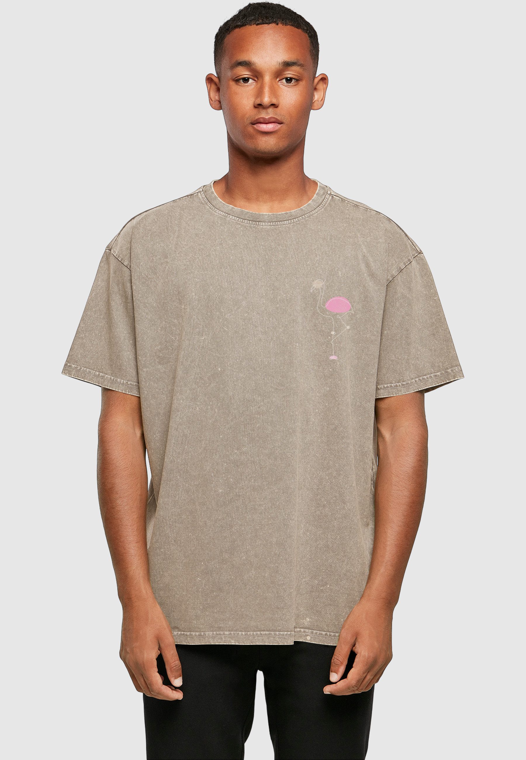 Merchcode T-Shirt Merchcode Herren Flamingo Acid Washed Heavy Oversized Tee (1-tlg)