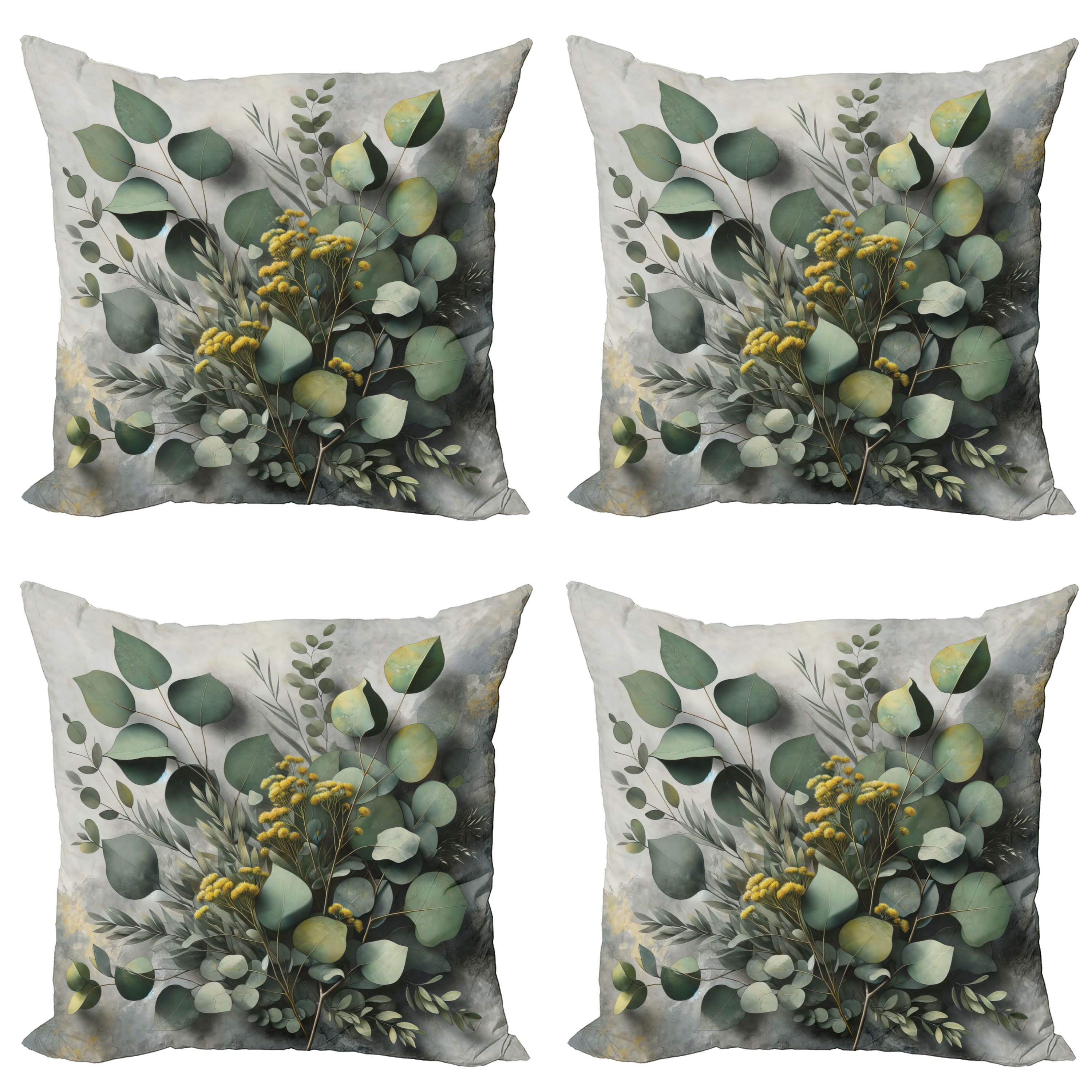 Abakuhaus Kissenbezüge Modern Accent Doppelseitiger Digitaldruck, (4 Stück), Blumiger Eukalyptus Fröhlicher zarter Frühlingsgarten
