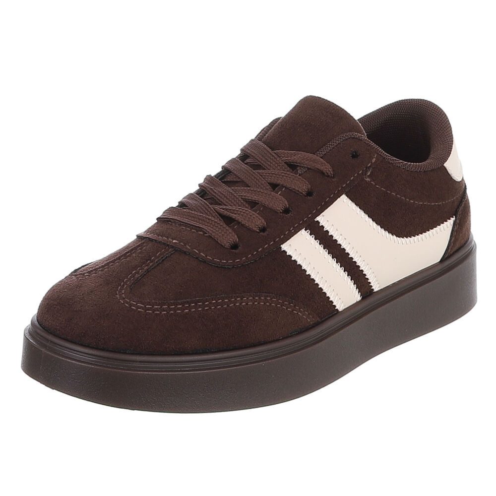 Ital-Design Damen Sneaker Low Top Schnürung Freizeitkomfort Sneaker (91848917) Flach Sneakers Low in Braun