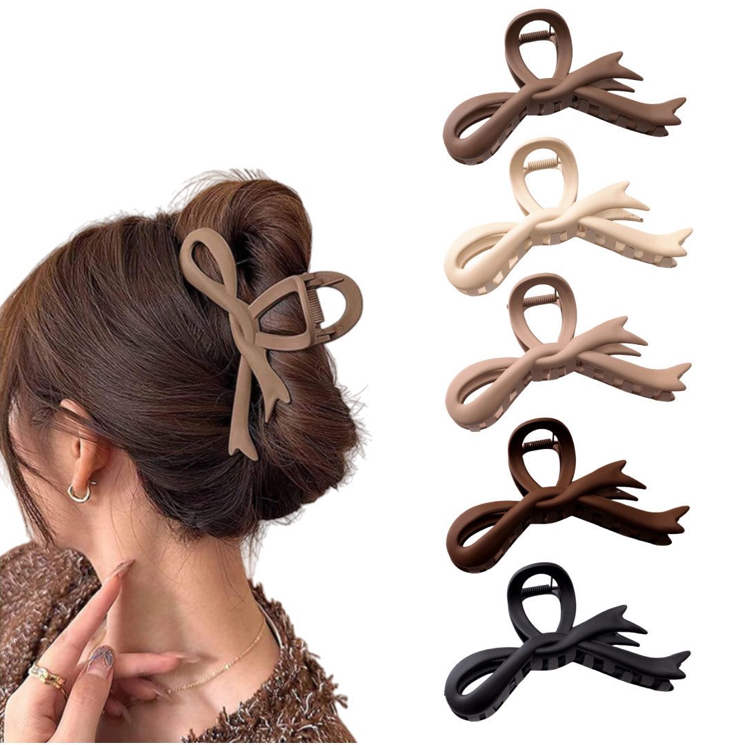 FOUORTUNATE-BEE Haarspange Große Damen-Haarspange mit Schleife, Set für dickes und lockiges Haar, Haarspangen Set mit 5 Krallen, eleganter Haarschmuck für Damen Mädchen