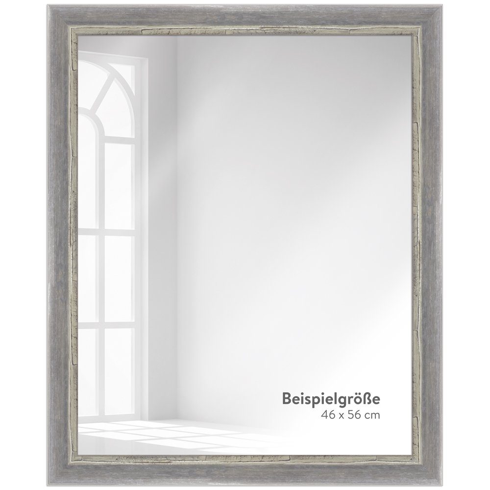 WANDStyle aus Stil Chic Shabby Grau, im H640, Wandspiegel Massivholz