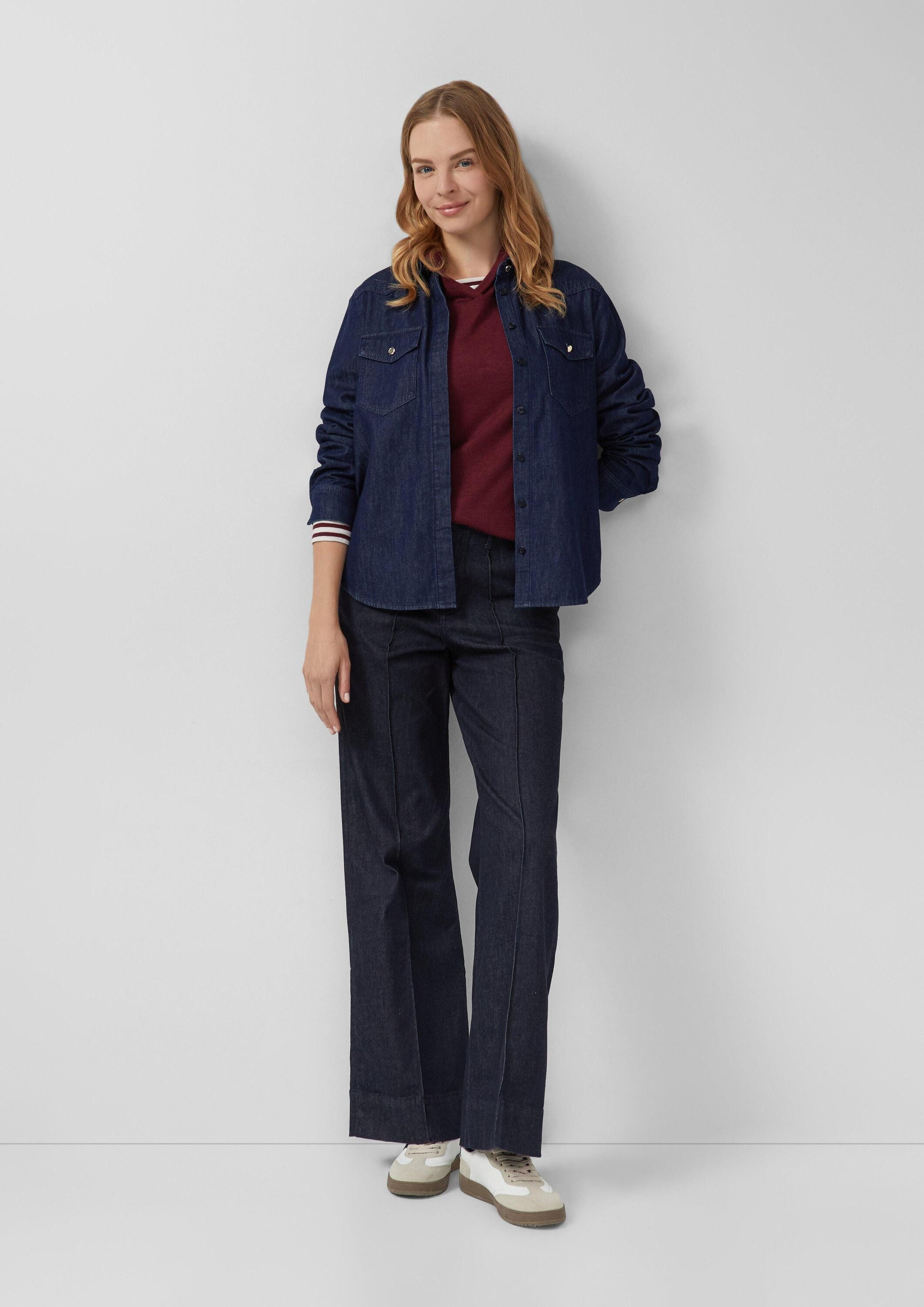 s.Oliver Longpullover T-Shirt Meliertes Longsleeve aus Stretchjersey mit Kapuze