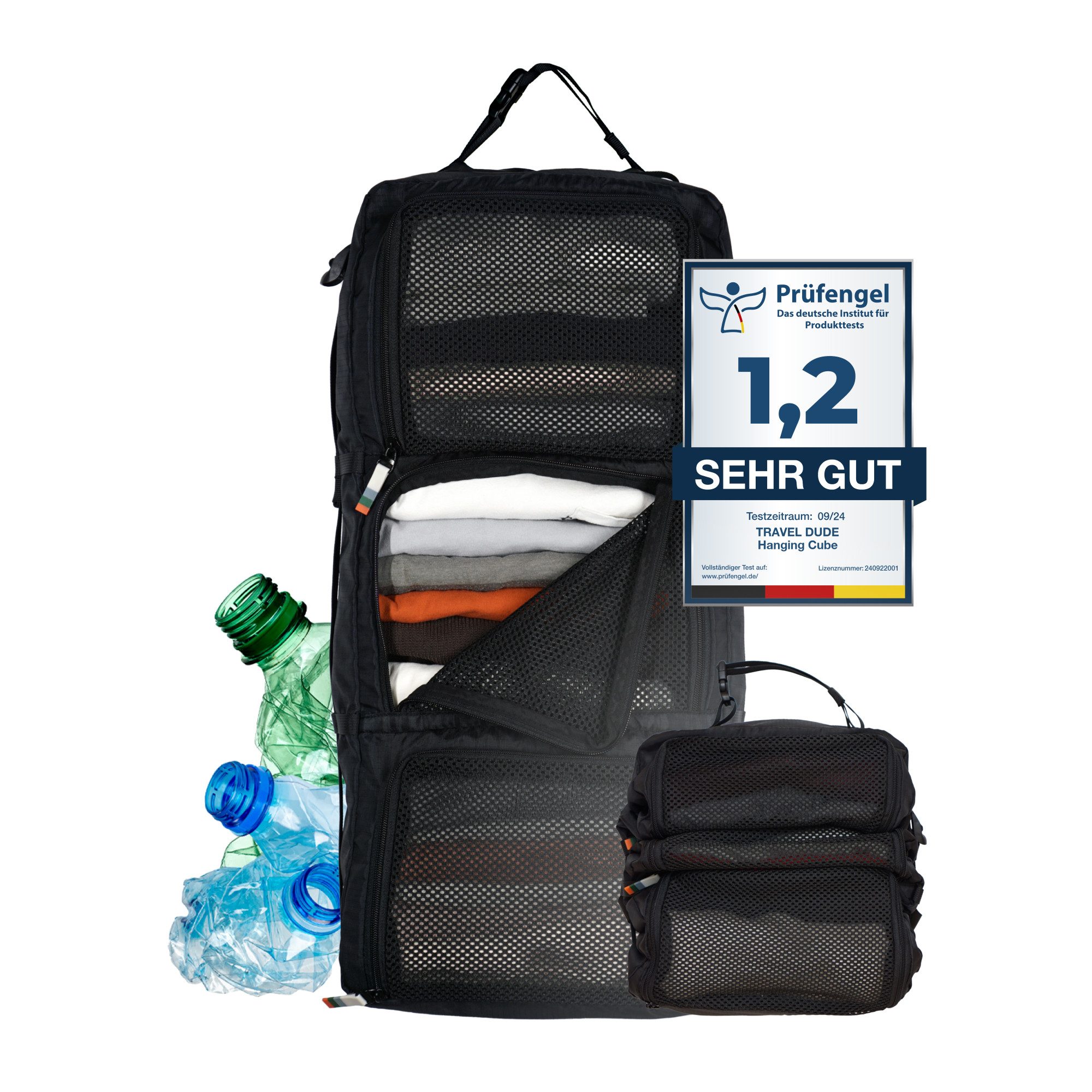 TRAVEL DUDE Kofferorganizer Hängende Packwürfel (keine, keine), aus recycelten Plastikflaschen