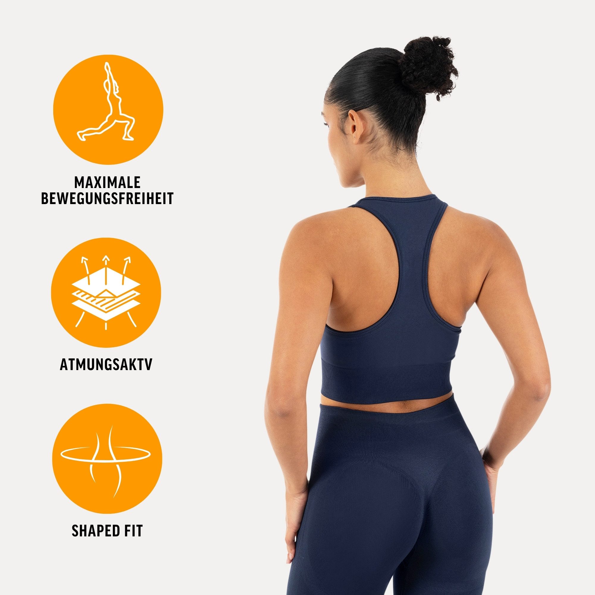 Smilodox Sport-BH Vonda, Sport Top Damen, Gym-BH für Workouts,Training & Yoga V-Ausschnitt, Seamless, Shaped Fit, Support-Bund, elastisch