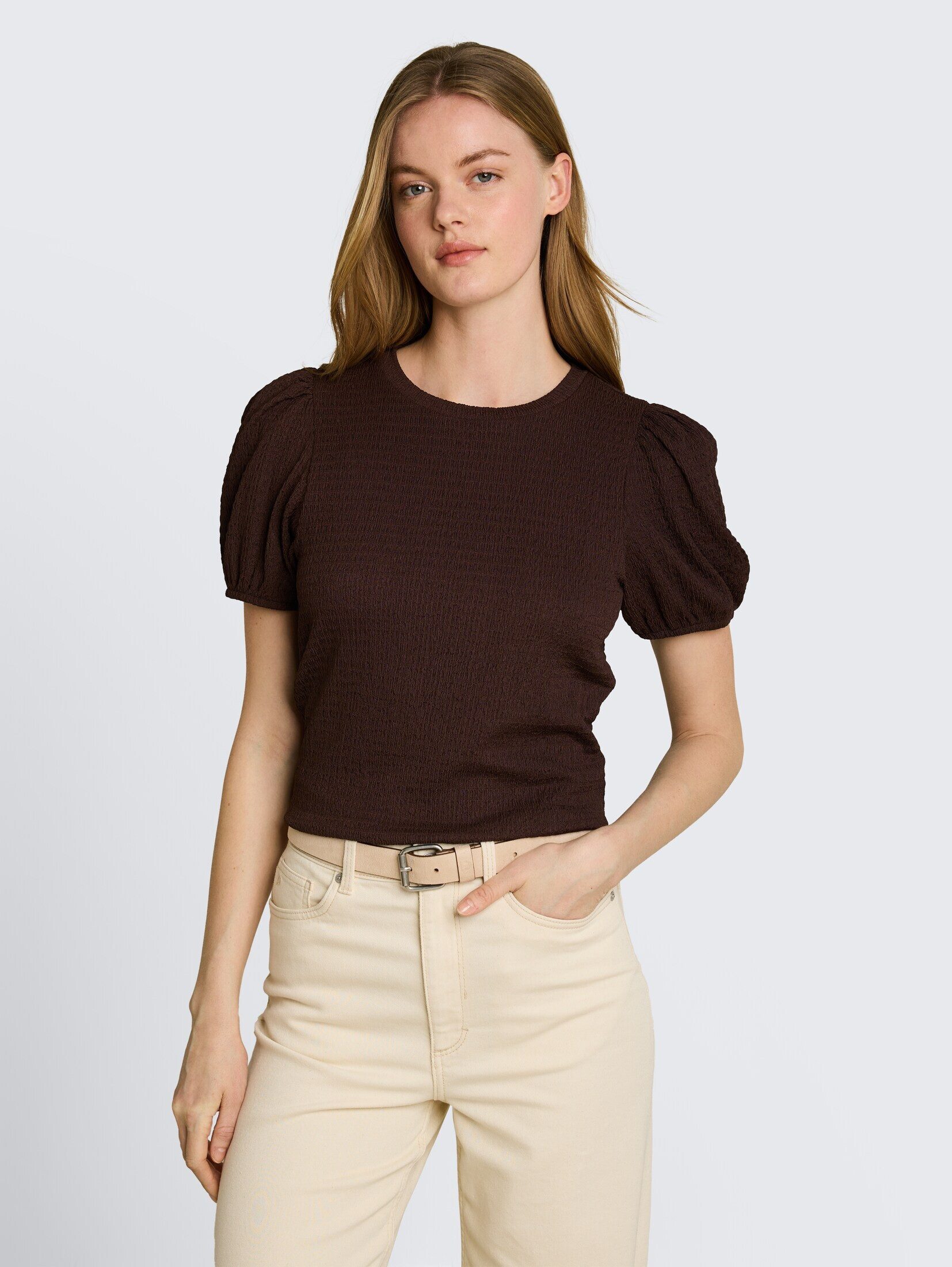 TOM TAILOR Denim T-Shirt T-Shirt Crinkle T-Shirt mit Ballonärmeln