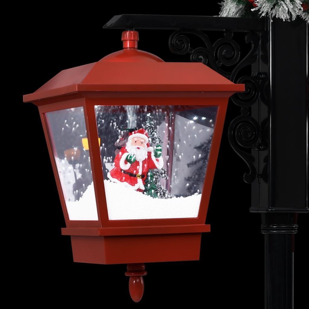 DOTMALL LED Laterne Schneiende LED und Schwarz Rot Doppel-Weihnachtslaterne cm 188 Weihnachtsmann mit