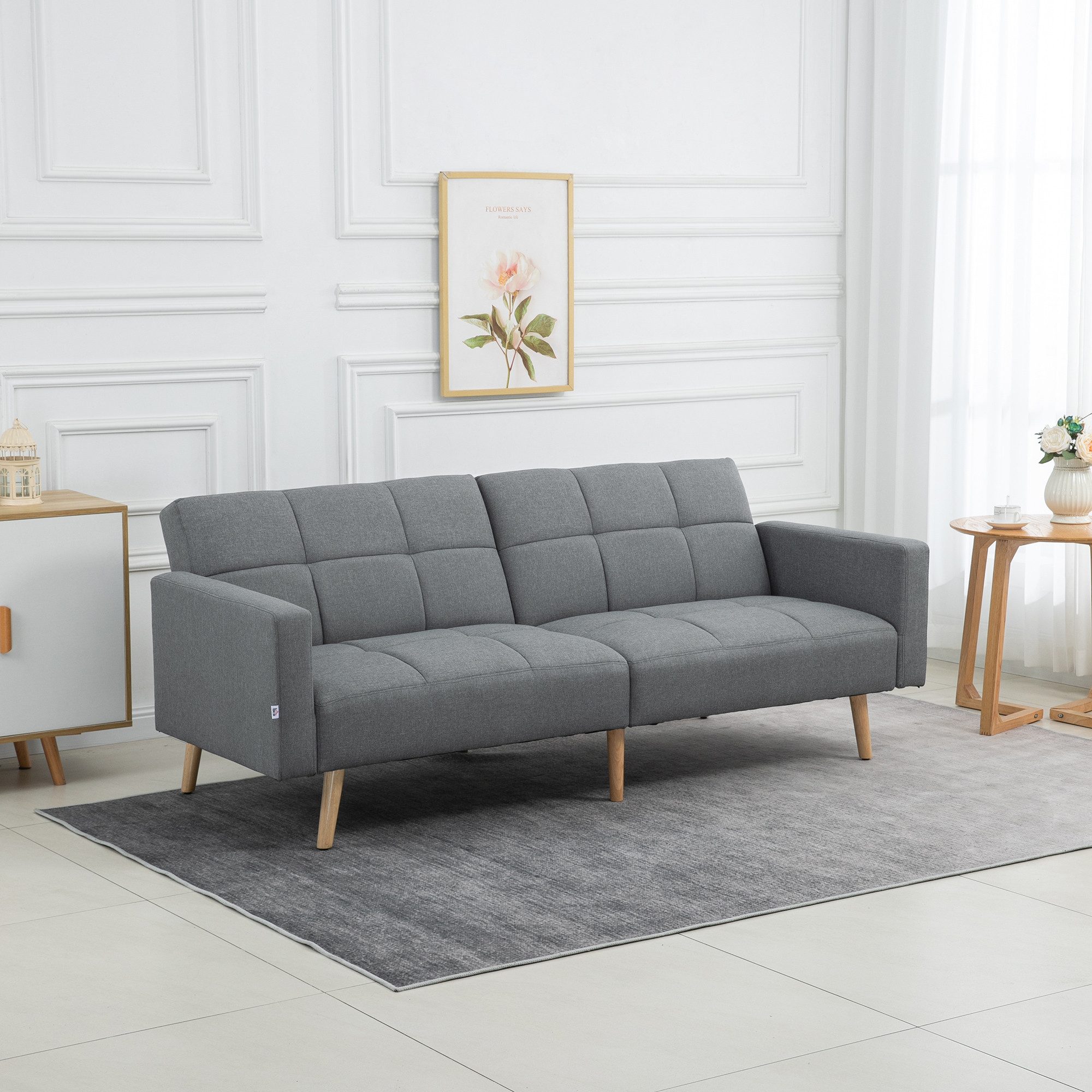 HOMCOM Schlafsofa mit Sitzkissen, Leinenoptik, verstellbarer Rückenlehne, 2 günstig online kaufen