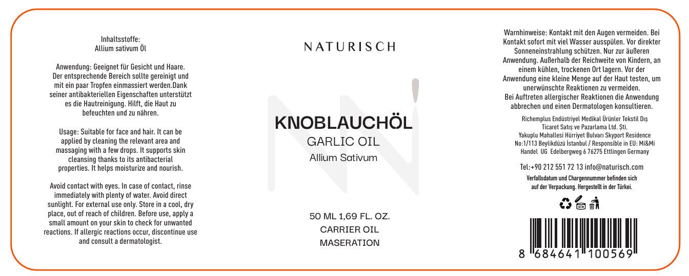 NATURISCH Haaröl Knoblauchöl – 100% naturrein Pflegeöl für Kopfhaut & Haar, mit 50 ml Inhalt