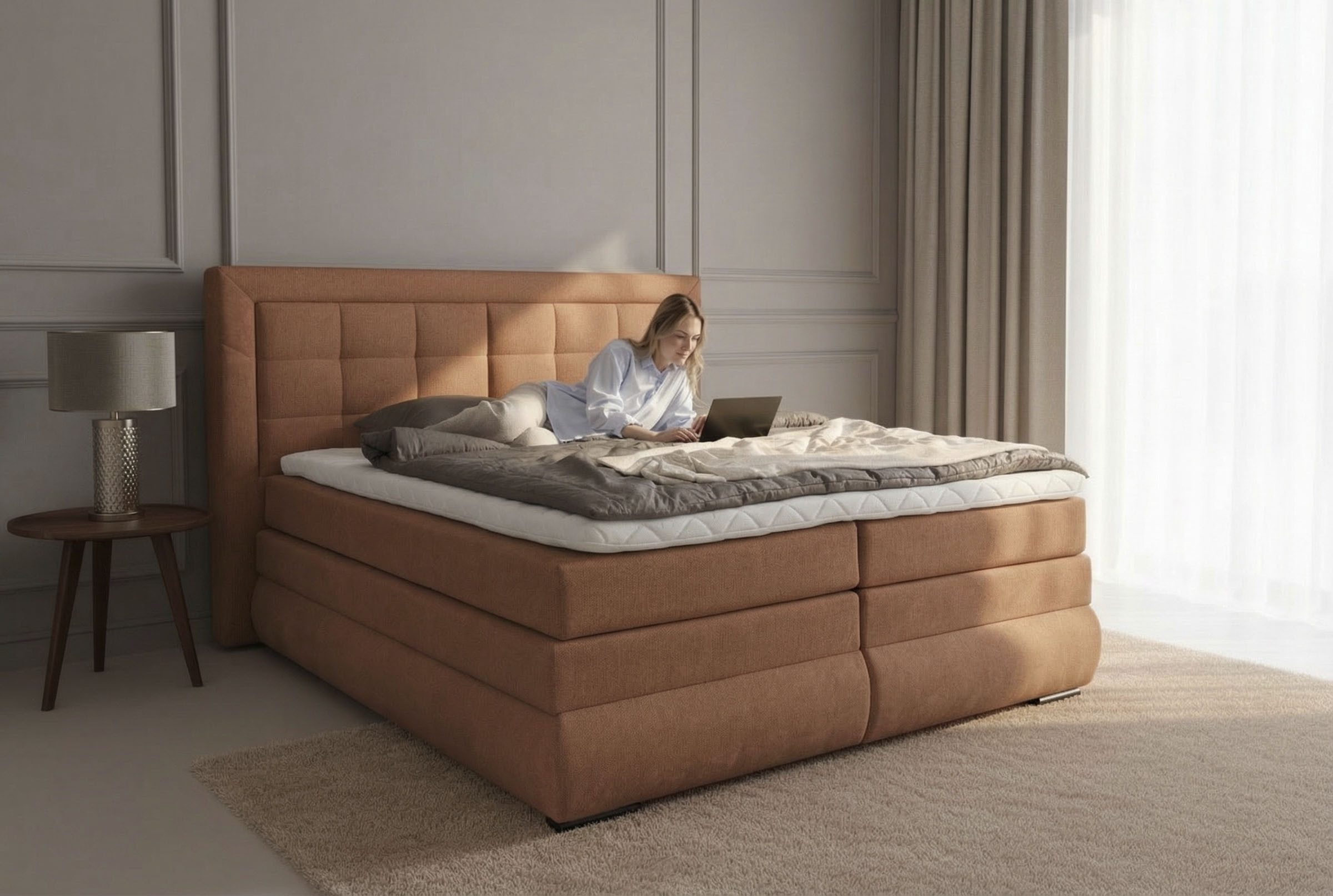 OTTO home Boxspringbett MIVVA inkl. Bettkasten und Topper, Komfortliegehöhe: 67 cm, in H3, H4 oder Hmix H3/H4, wahlweise mit oder ohne LED-Leuchten
