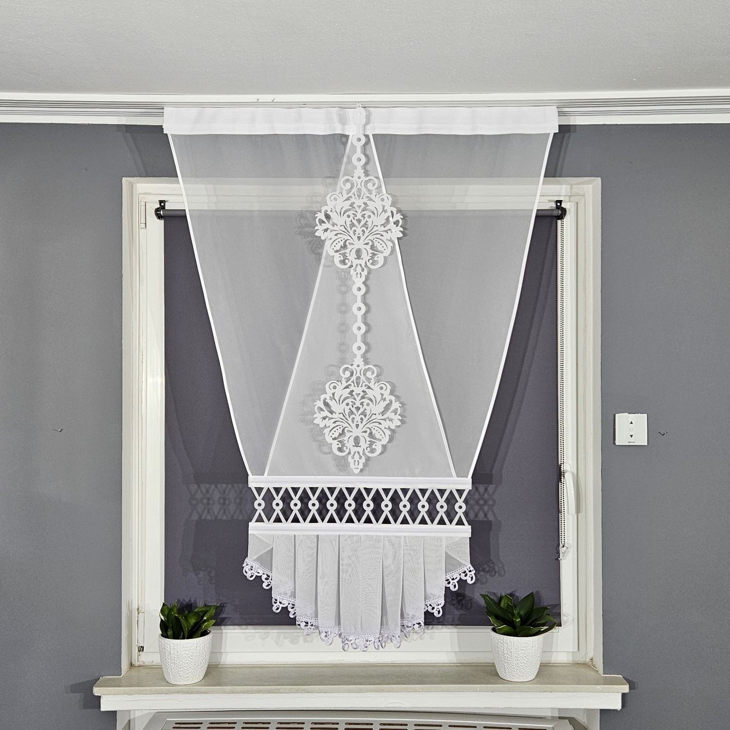 Gardinen by Justyna Scheibengardine 1x V Panel mit Gipüre, Kräuselband, tra günstig online kaufen