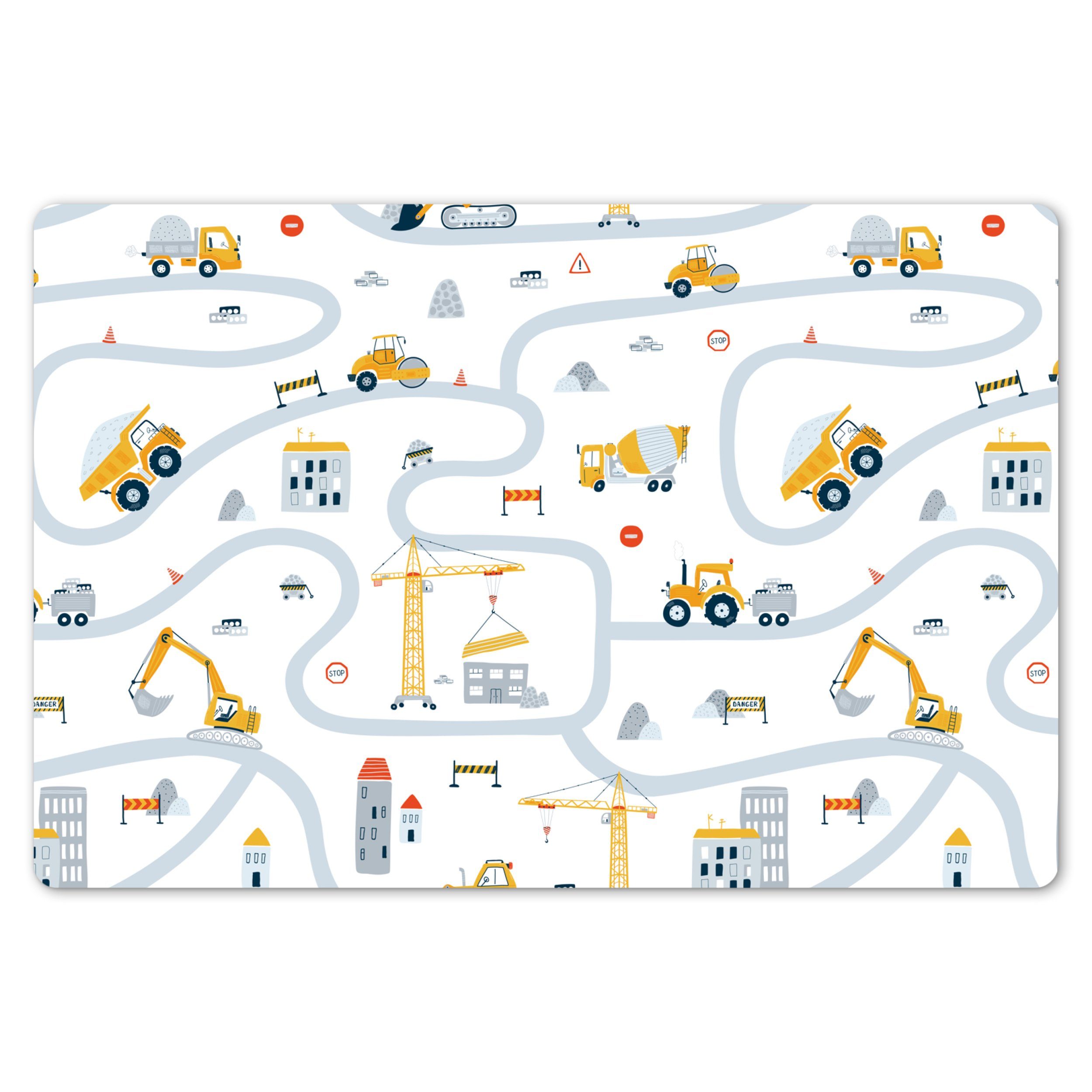 MuchoWow Platzset Kinder - Baustelle - Kran - Traktor - Muster, (1-St), Kin günstig online kaufen
