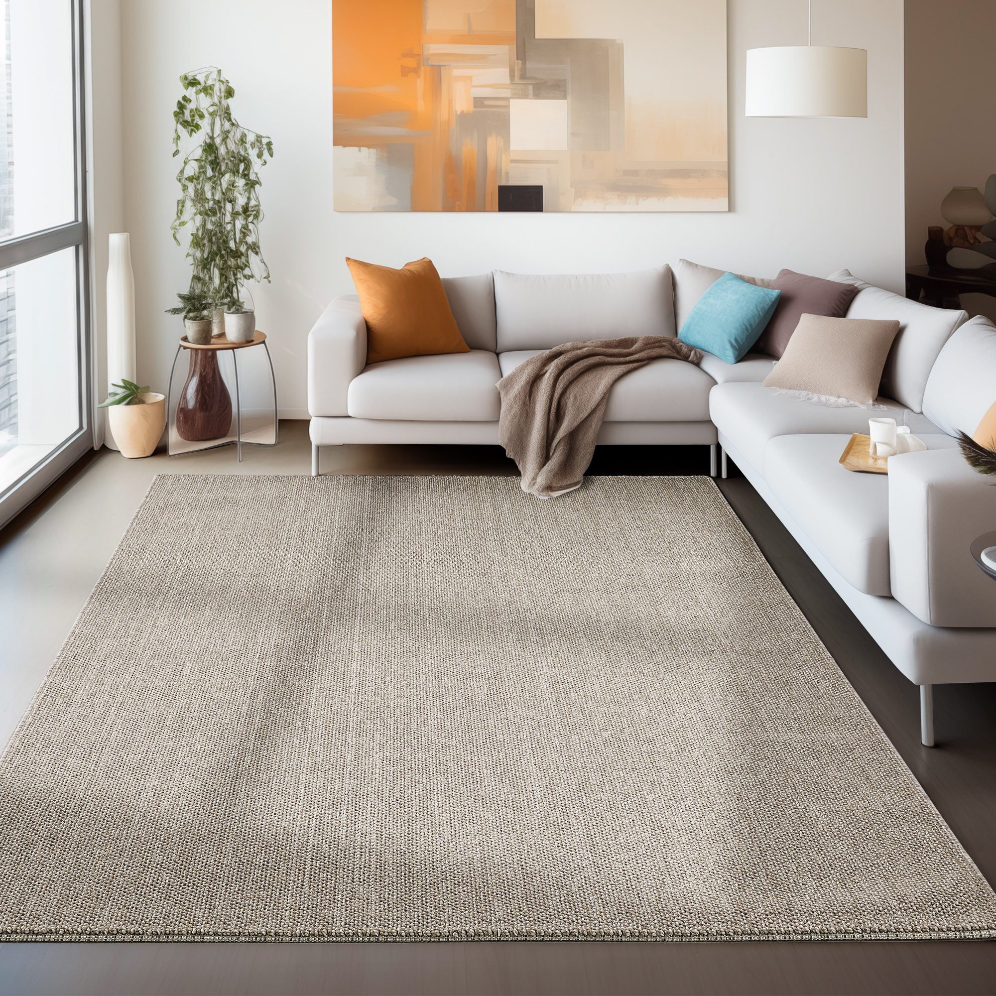 Carpettex Schlingenteppich Unicolor, Rechteckig, Höhe: 7 günstig online kaufen