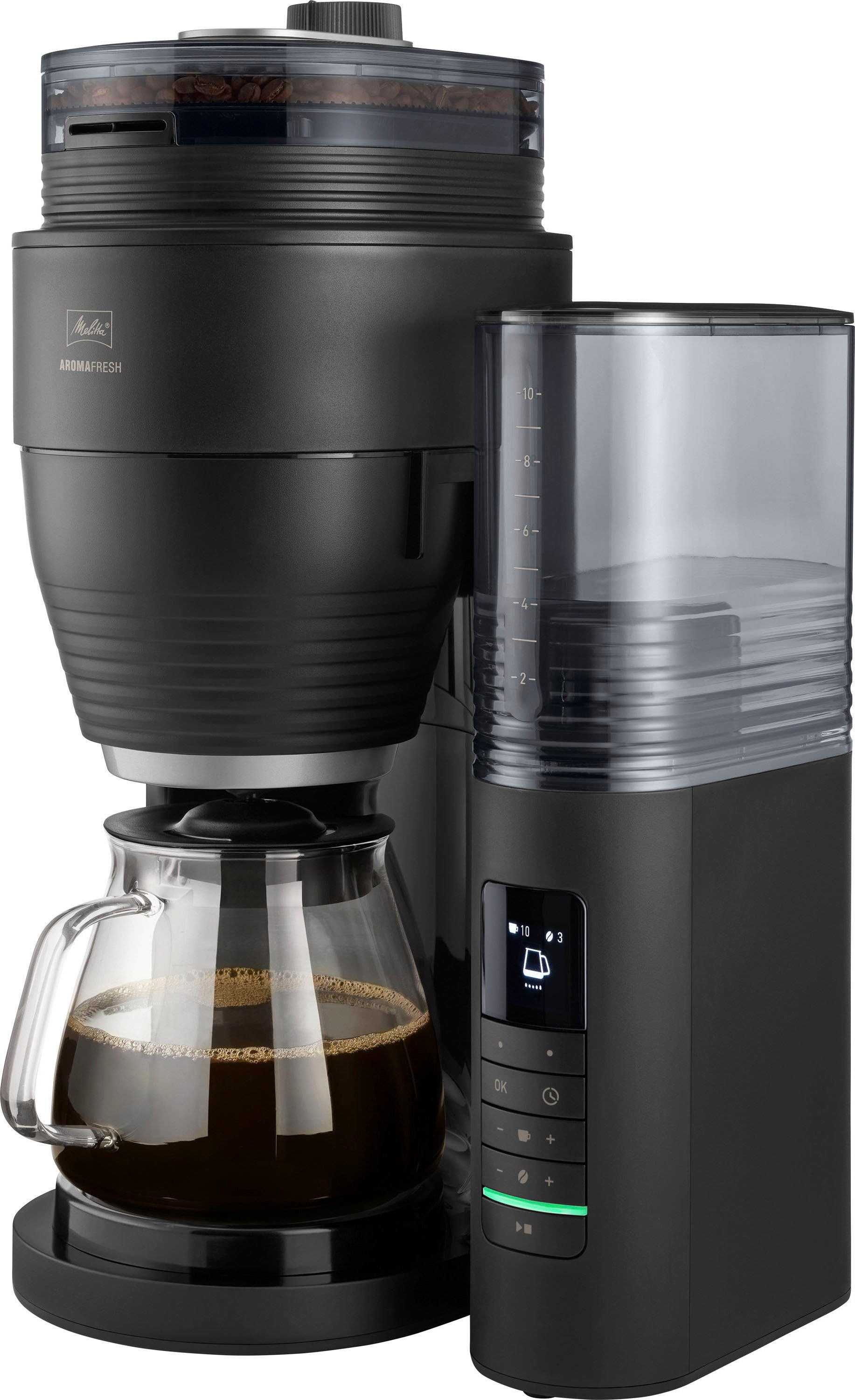 Melitta Kaffeemaschine mit Mahlwerk 1030-02, 1,25l Kaffeekanne, Papierfilter 1x4