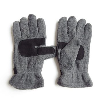 Sonia Originelli Strickhandschuhe Handschuhe Winter Finger Fleece Schwarz Klettverschluss Farbe: Schwarz, Hellgrau