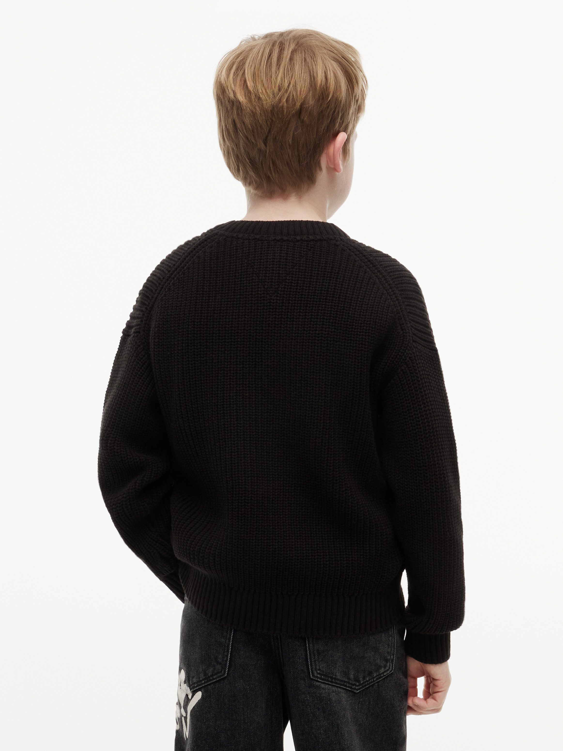Tommy Hilfiger Strickpullover HERITAGE FLAG Rundhalsausschnitt, Rippstrick, Kinder bis 16 Jahre