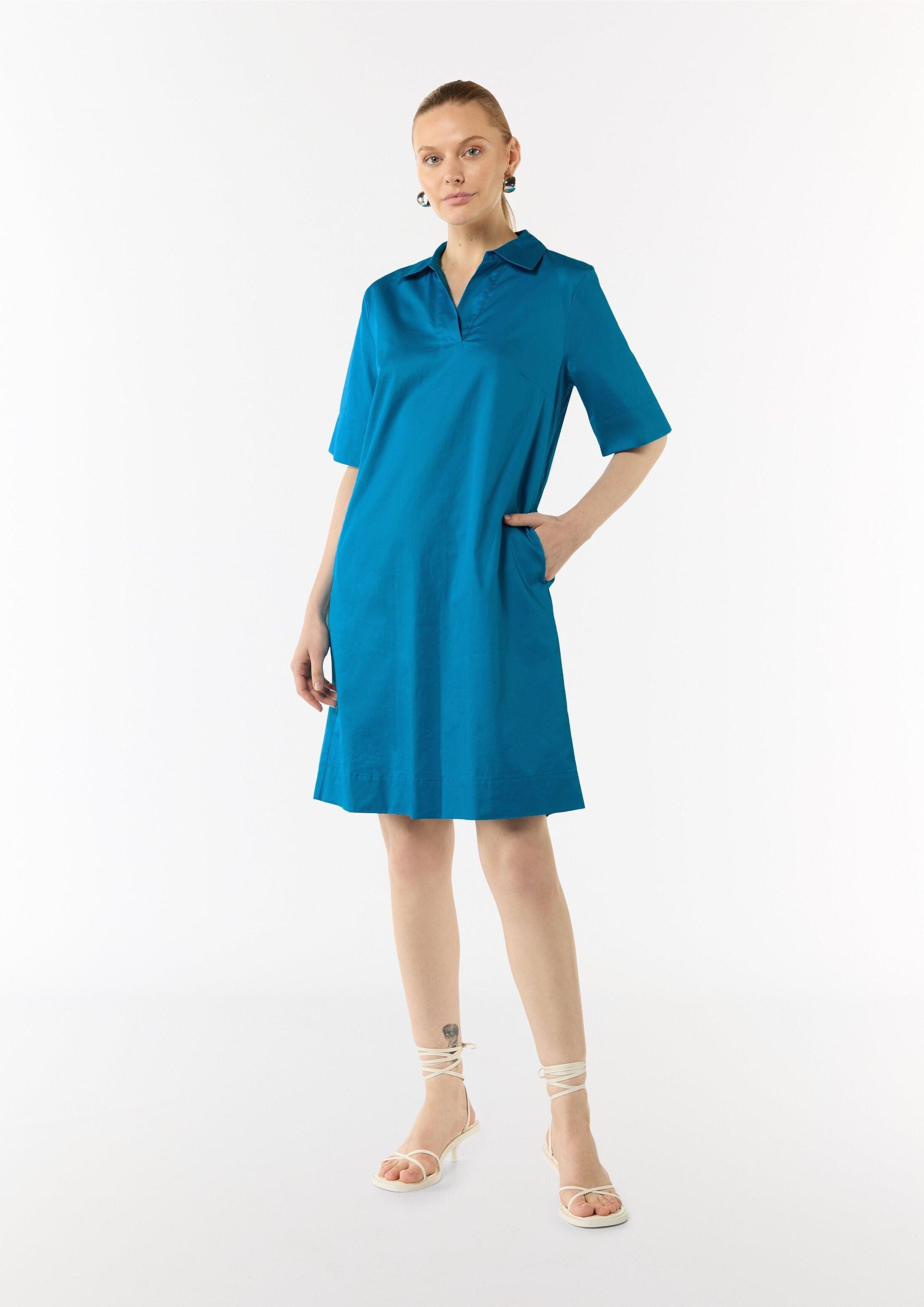 comma Minikleid Kleid Baumwollkleid mit Hemdkragen und Eingrifftaschen