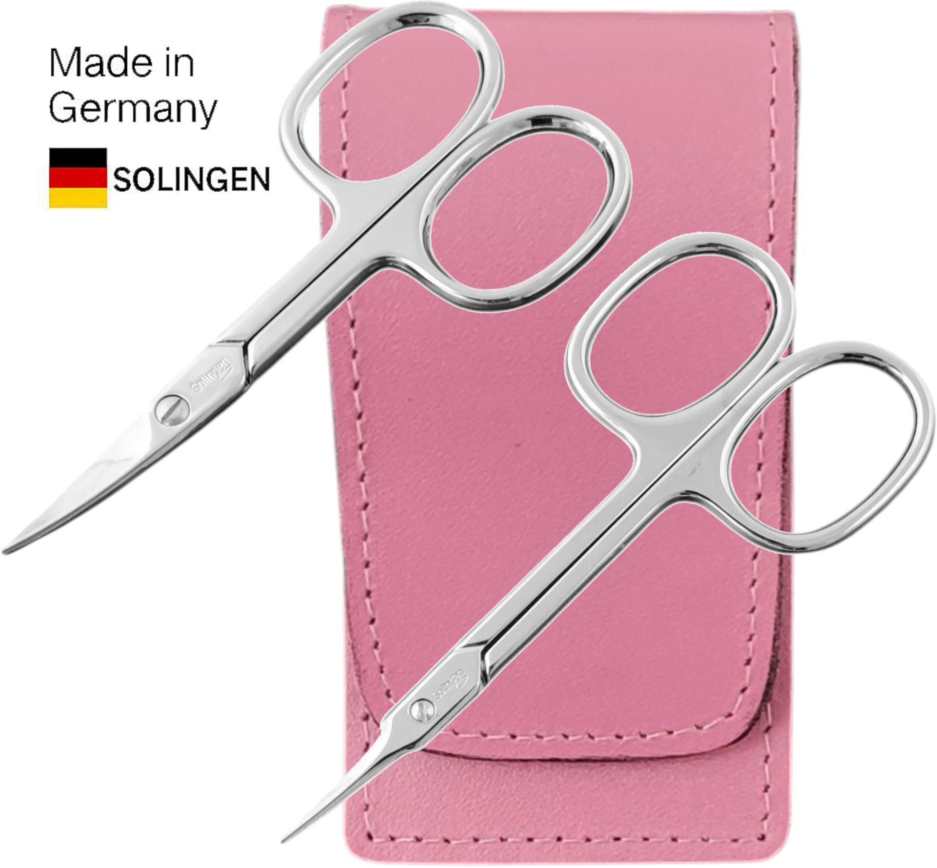 EloModa Maniküre-Kosmetik-Etui Solingen Nagelscheren Set mit Turmspitz-Schere & Echtleder Etui Made, 2 tlg., Nagelschere und Turmspitz-Schere