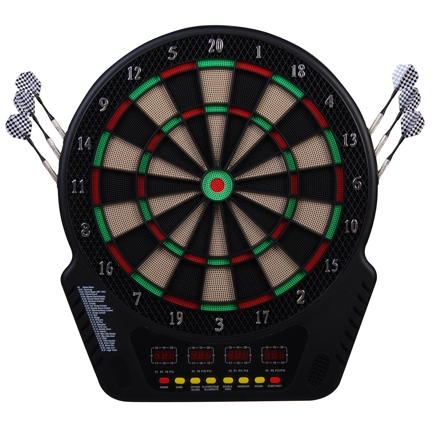 HOMCOM Dartscheibe Dartboard Dart-set mit LED Anzeige für 16 Spieler, (Set, mit automatischer Wertung Soundeffekte), 44L x 51.5B x 3.2H cm