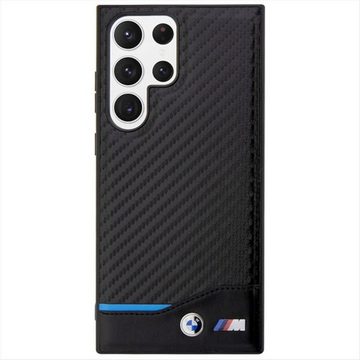 BMW Handyhülle BMW Leather Carbon Hardcase Hülle für Samsung Galaxy S23 Ultra Schwarz