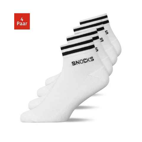 SNOCKS Sneakersocken kurze Socken für Herren & Damen (4-Paar) halbhoch und mit verstärkter Sohle, aus Bio-Baumwolle
