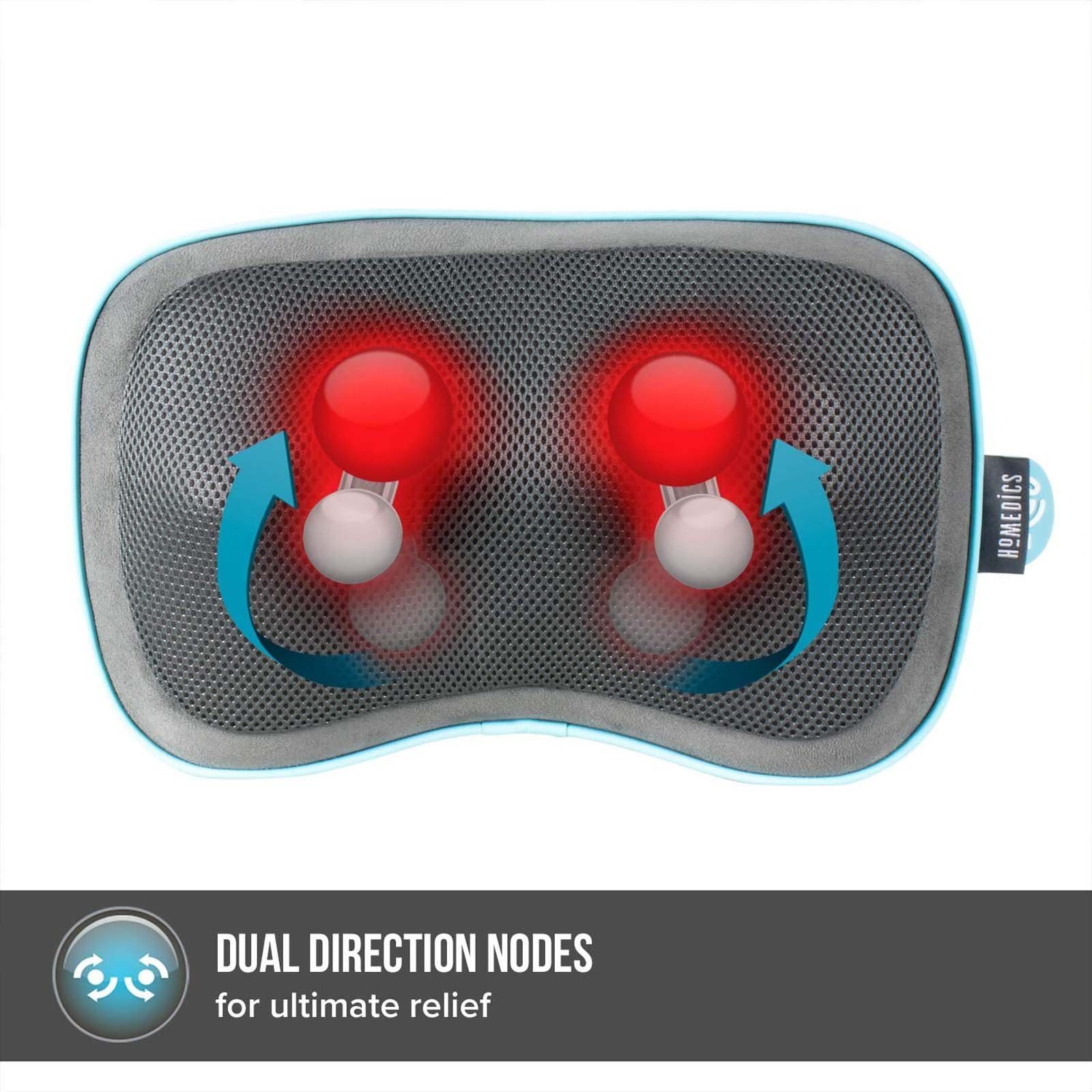 HOMEDICS Shiatsu-Massagekissen Akku Gel Massage Kissen Reisekissen Nacken Rücken Schulter, mit Wärmefunktion, integrierten Bedienelementen und Reisetasche